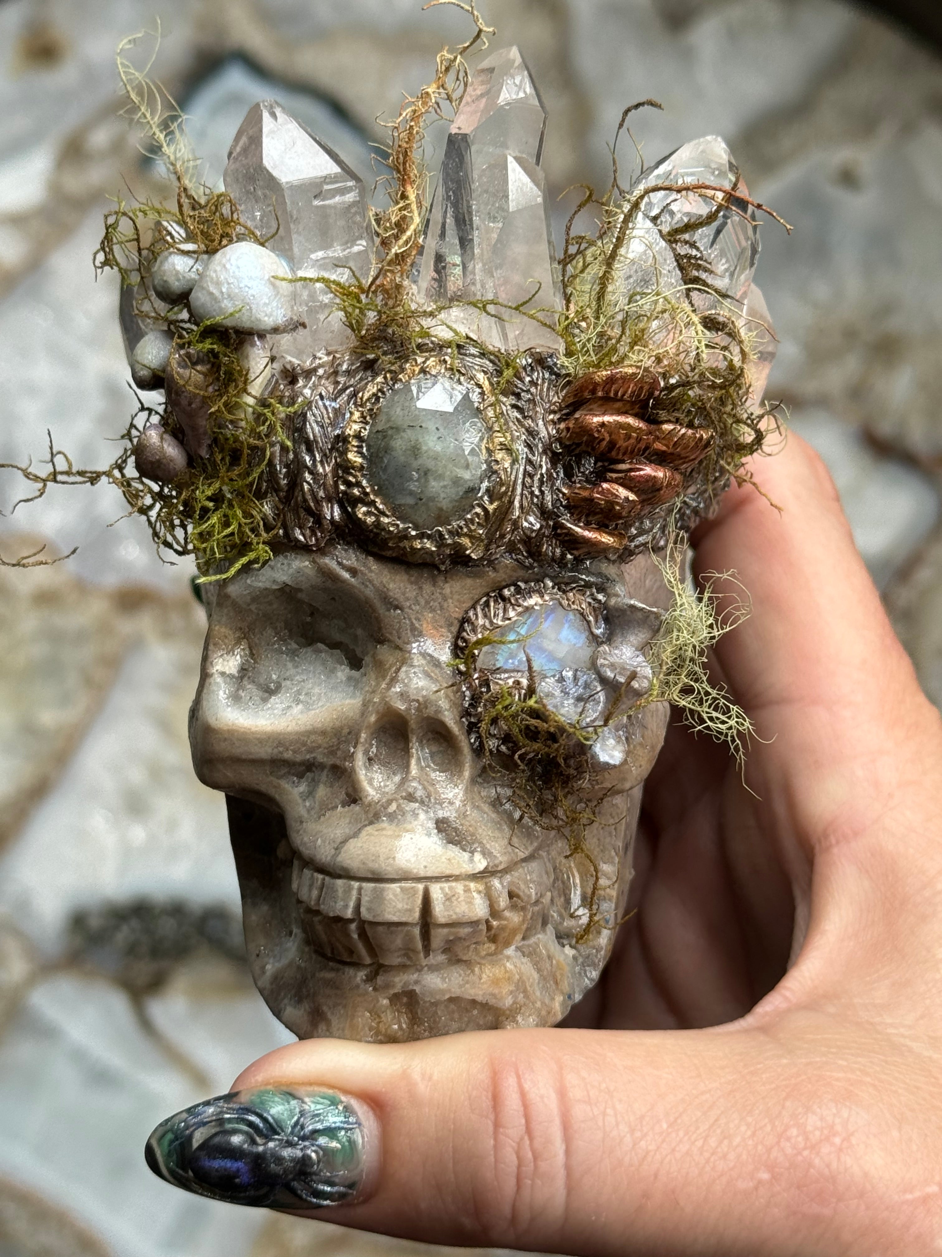 Glowfunga Guardian | Hand sculpted Sphalerite Skull