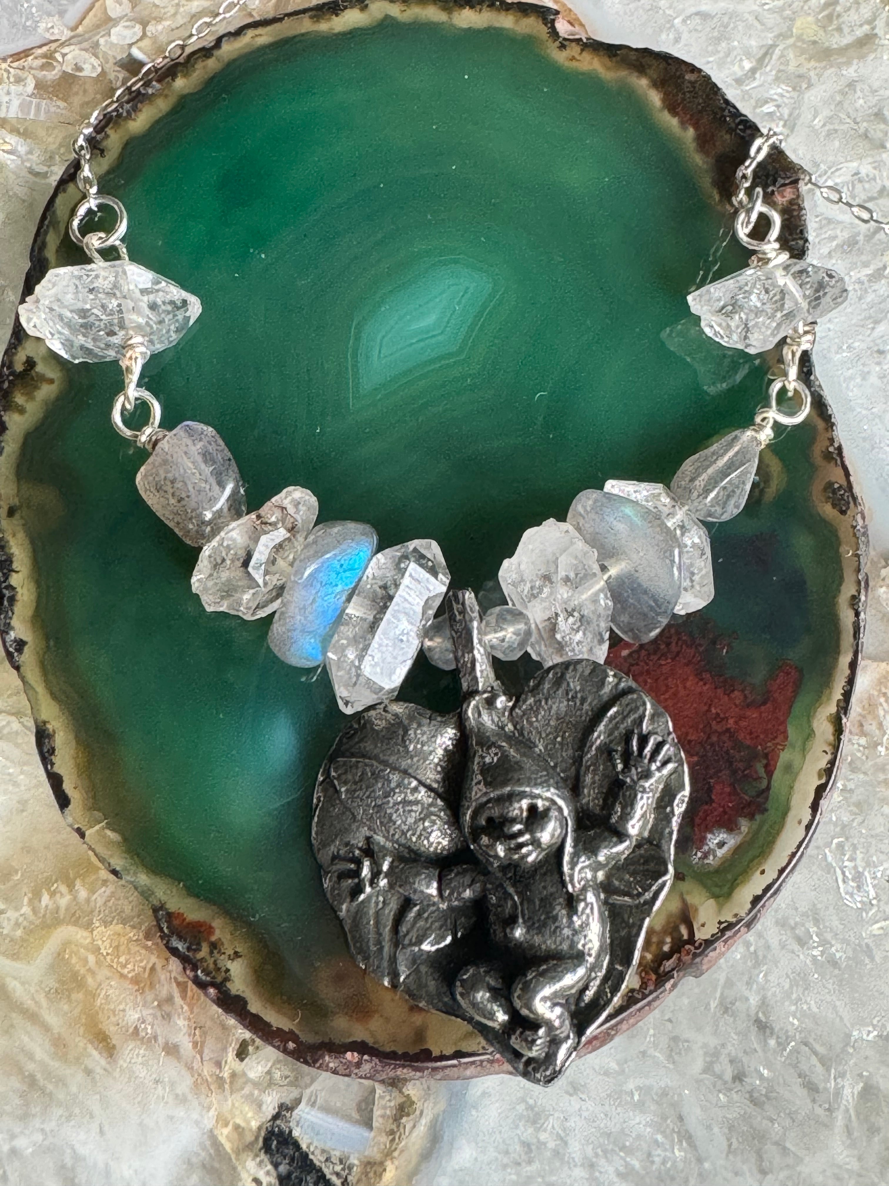 Baby Fairy, Labradorite & Herkimer Diamond Necklace