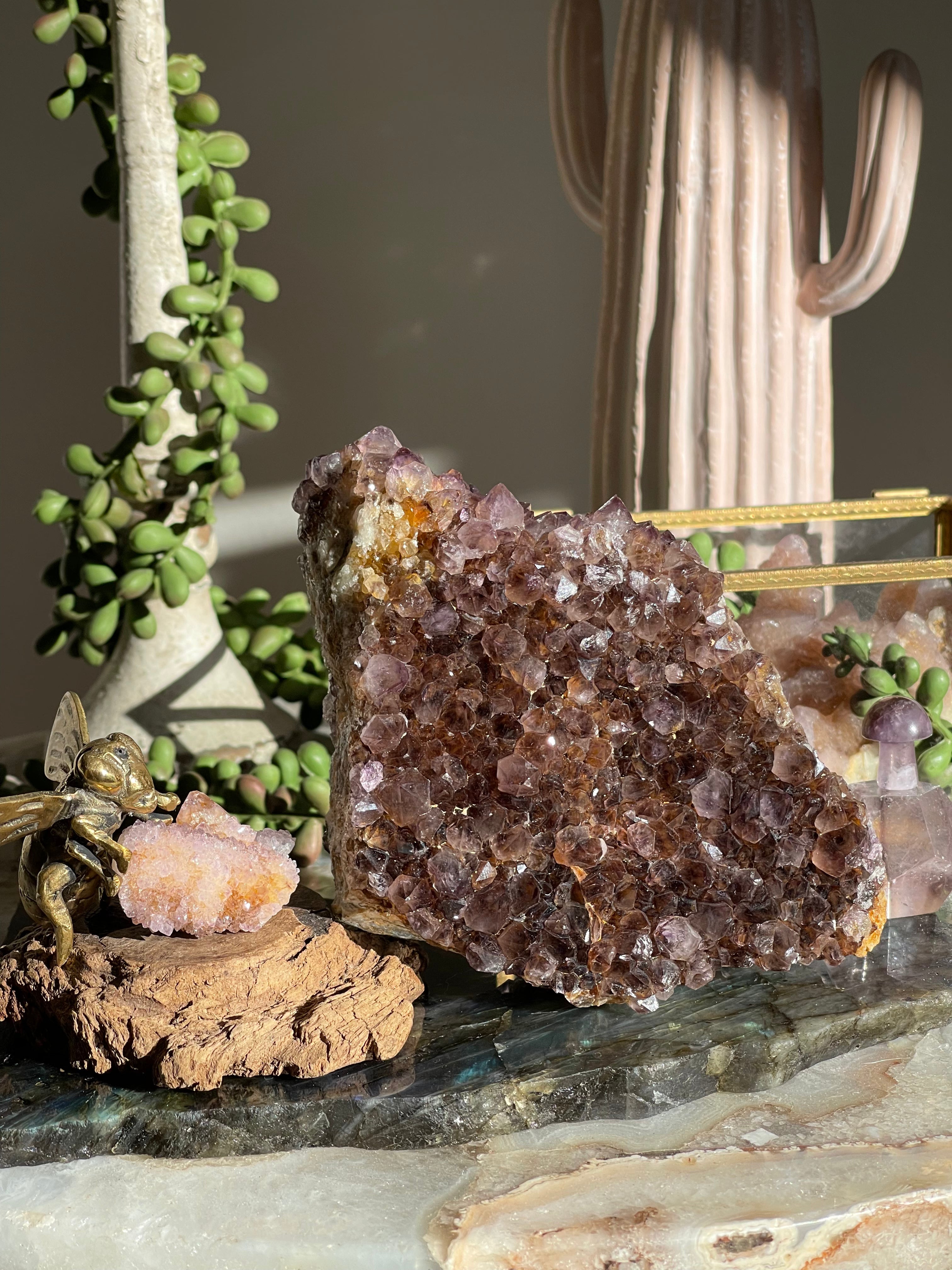Unique Amethyst & Citrine Spirit Quartz Cluster