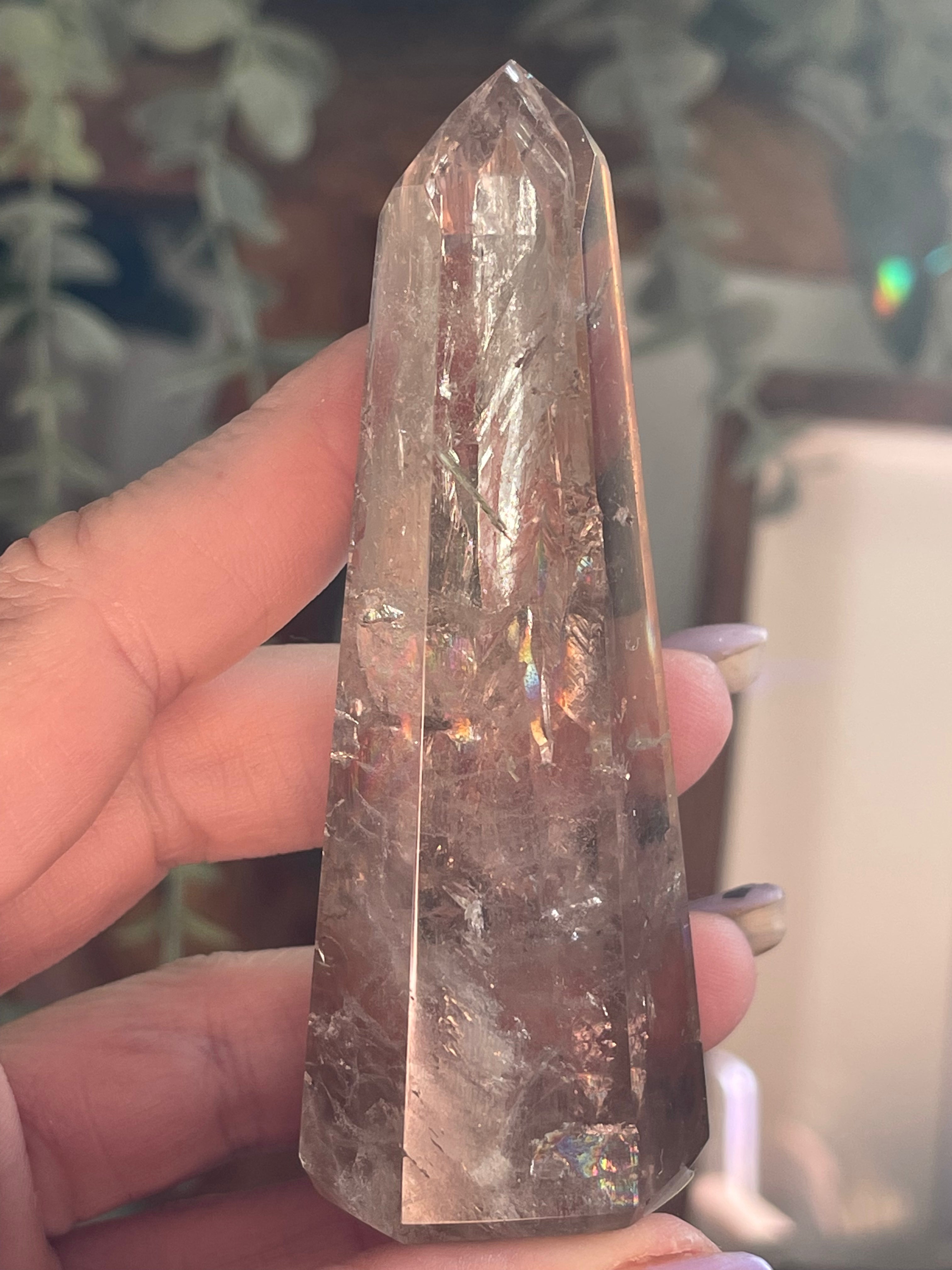 Breathtaking Smoky Quartz Tower With Massive Rainbow Inclusions