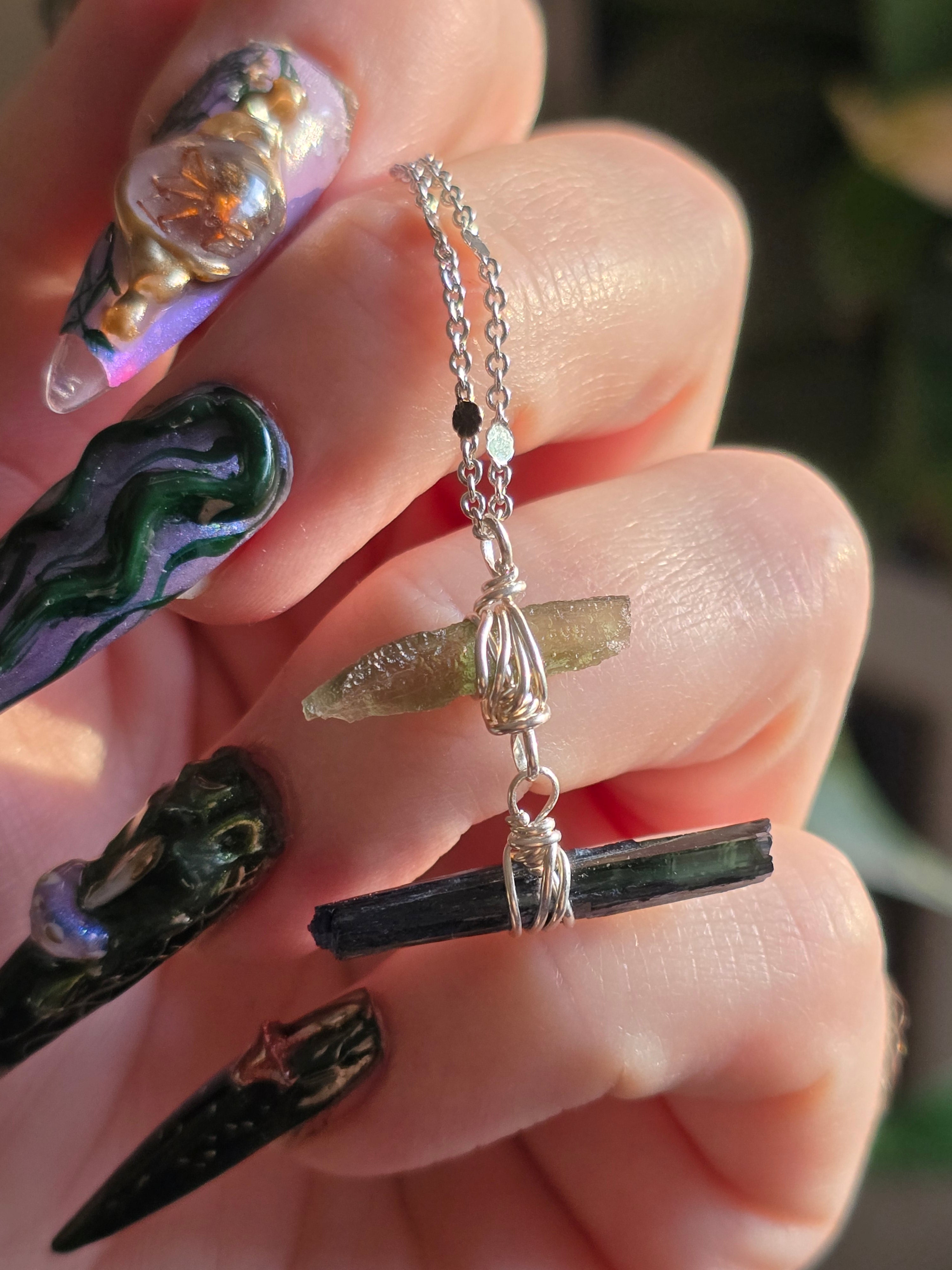 Vivianite & Moldavite Necklace