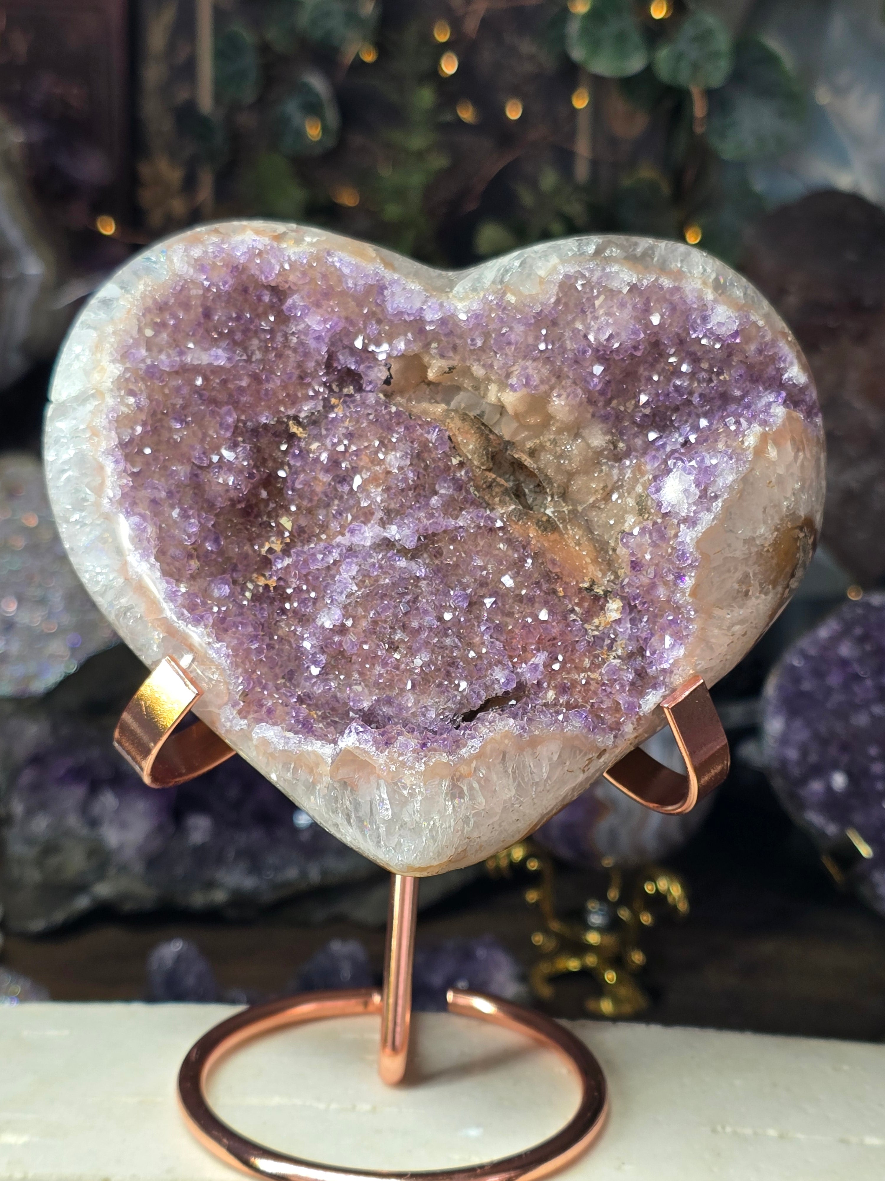 Rainbow Amethyst Heart Carving