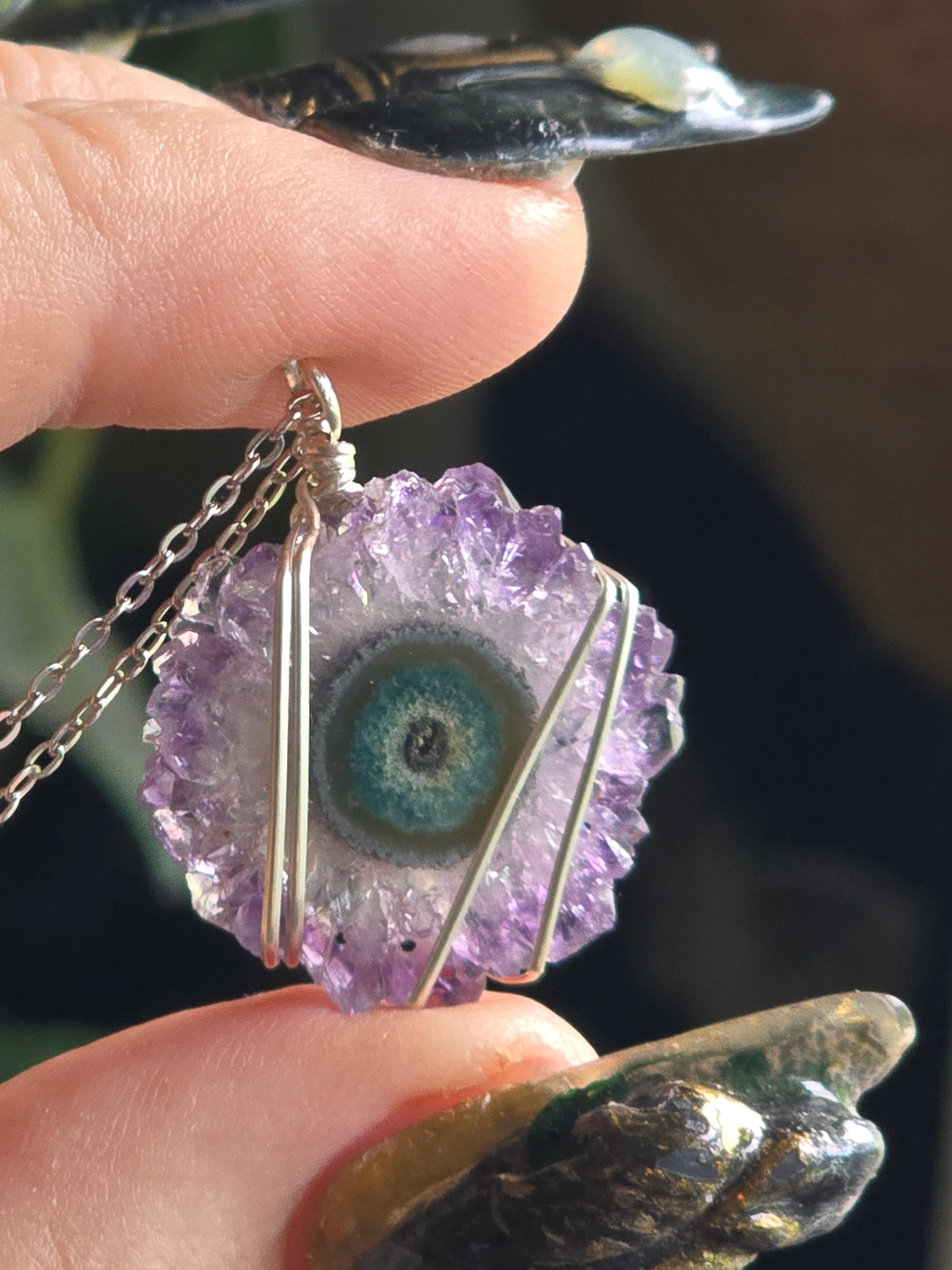 Sterling Silver A Grade Amethyst Stalactite Necklace