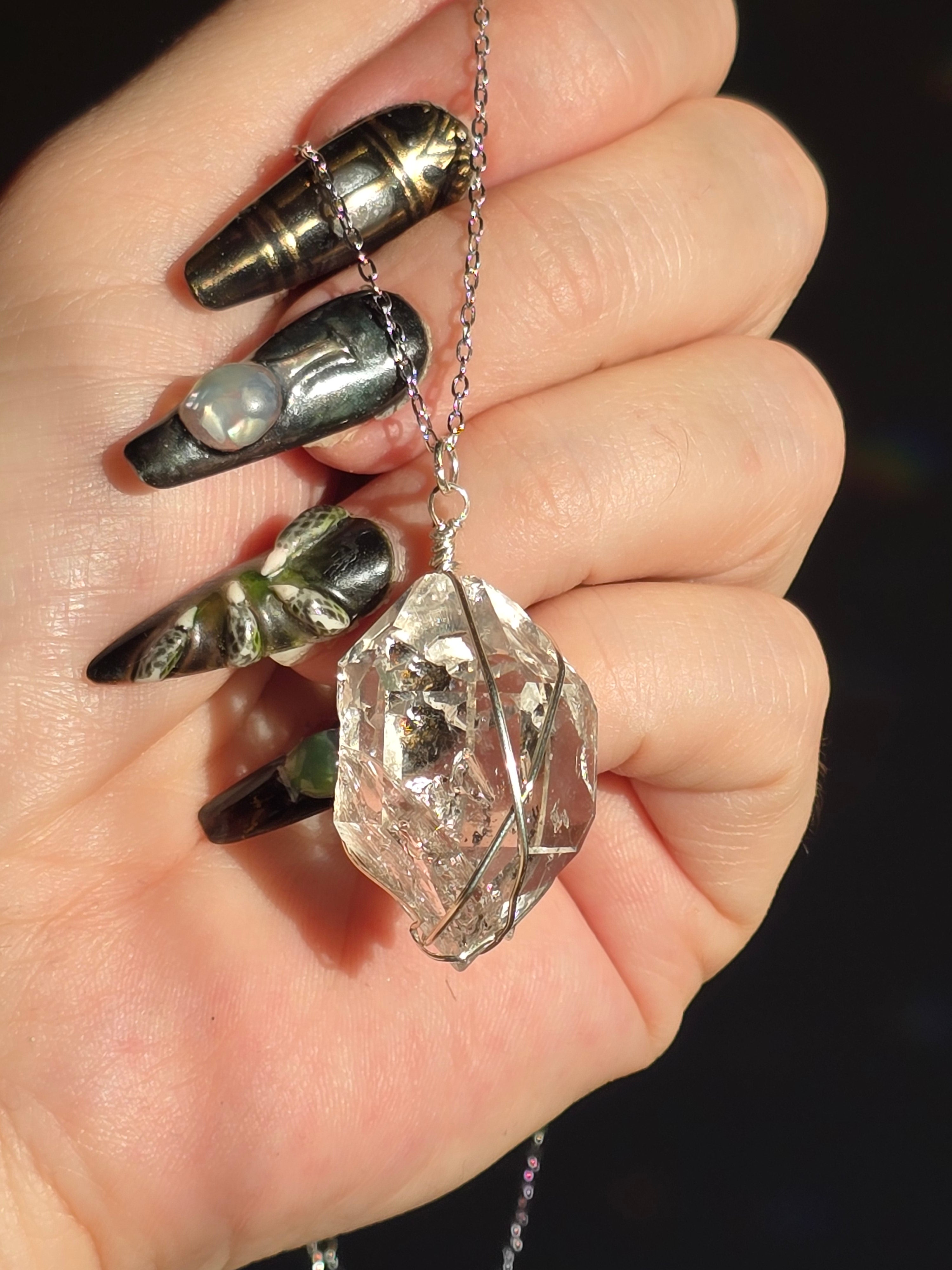 Large A Grade Herkimer Diamone Sterling Silver Necklace