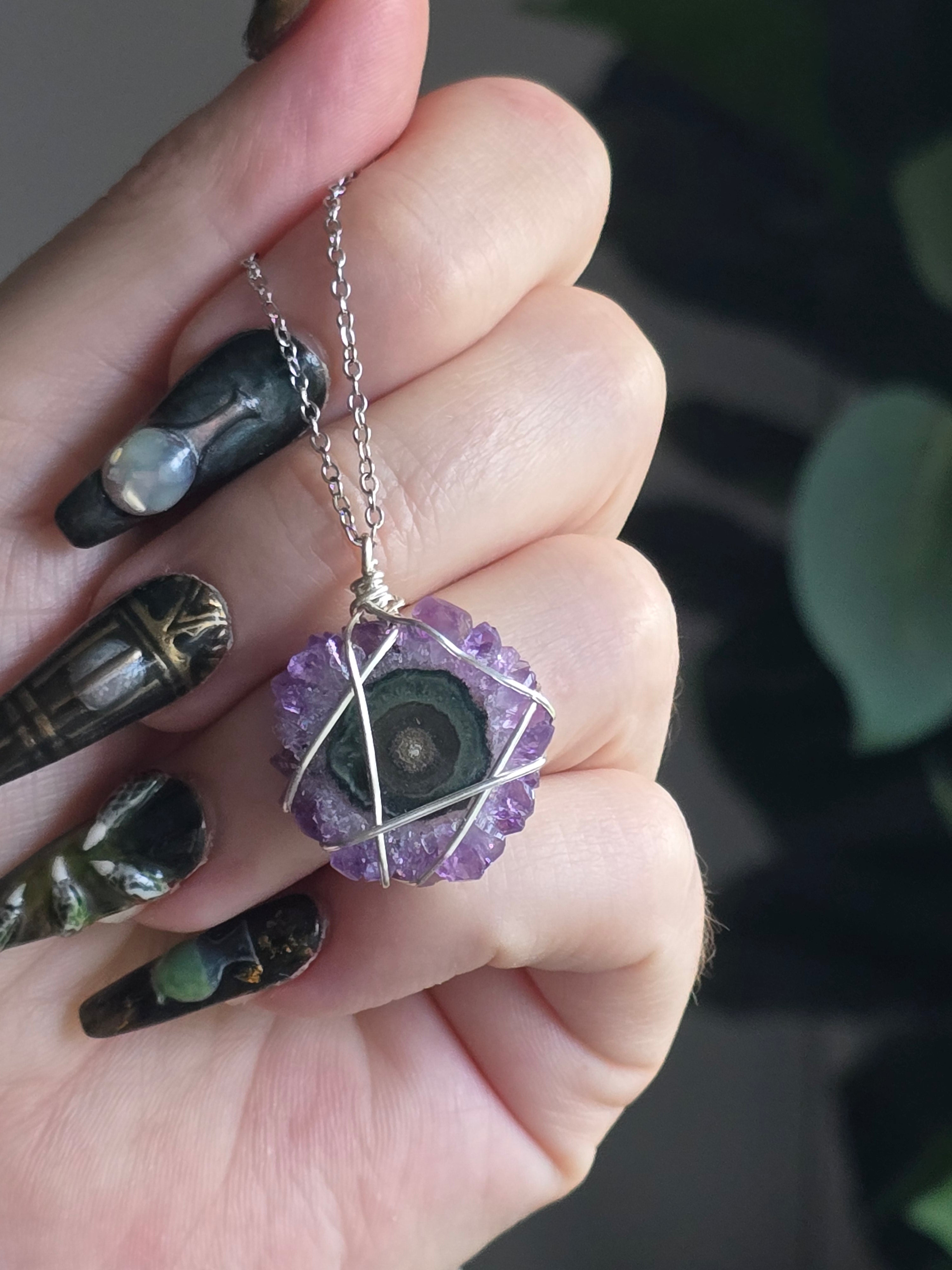Sterling Silver A Grade Amethyst Stalactite Necklace