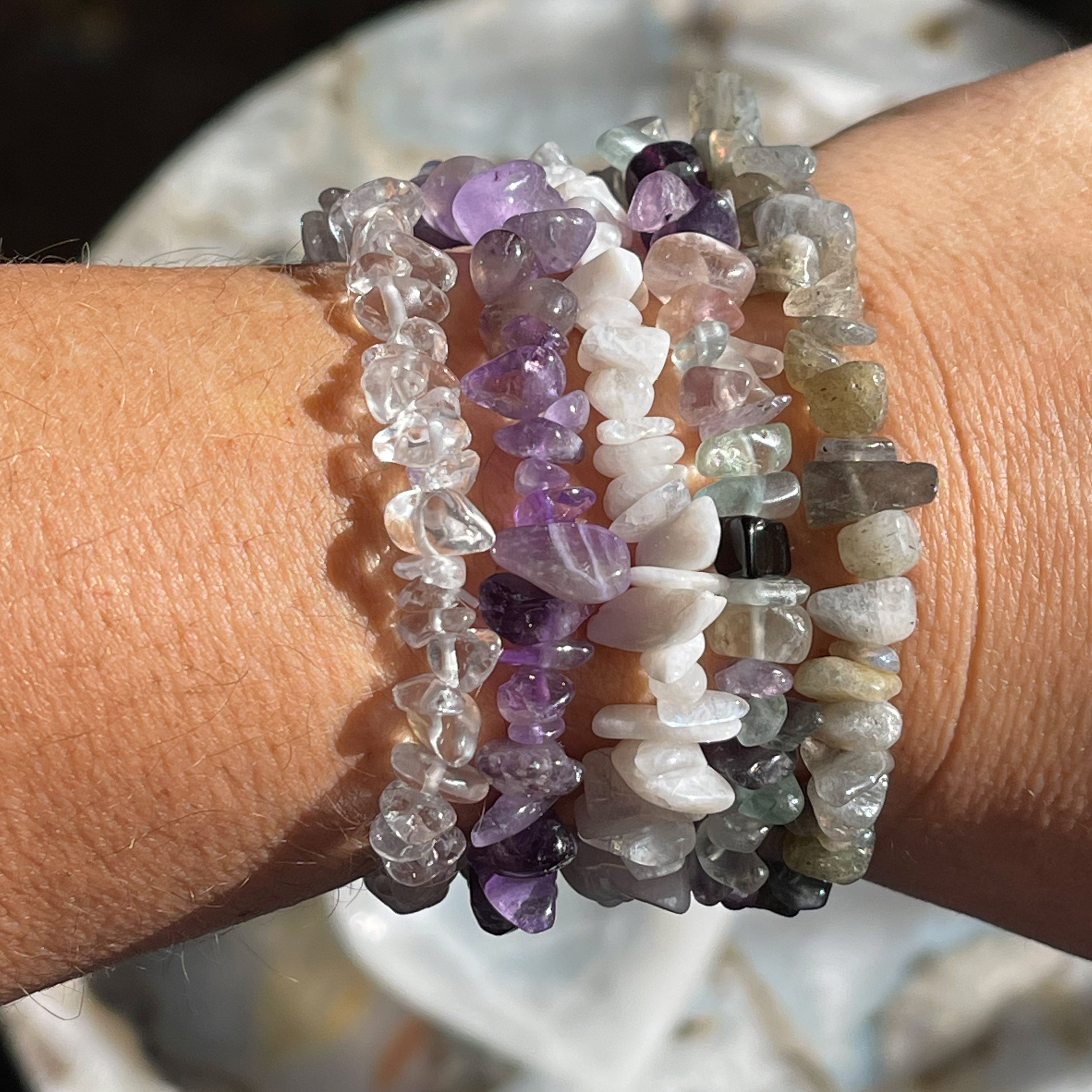 Buy 4 Get 1 Free Semi-Precious Chip Bracelet Sets