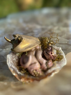 Lavenderite Baby Mini Dragon With Moss & Geode Bed