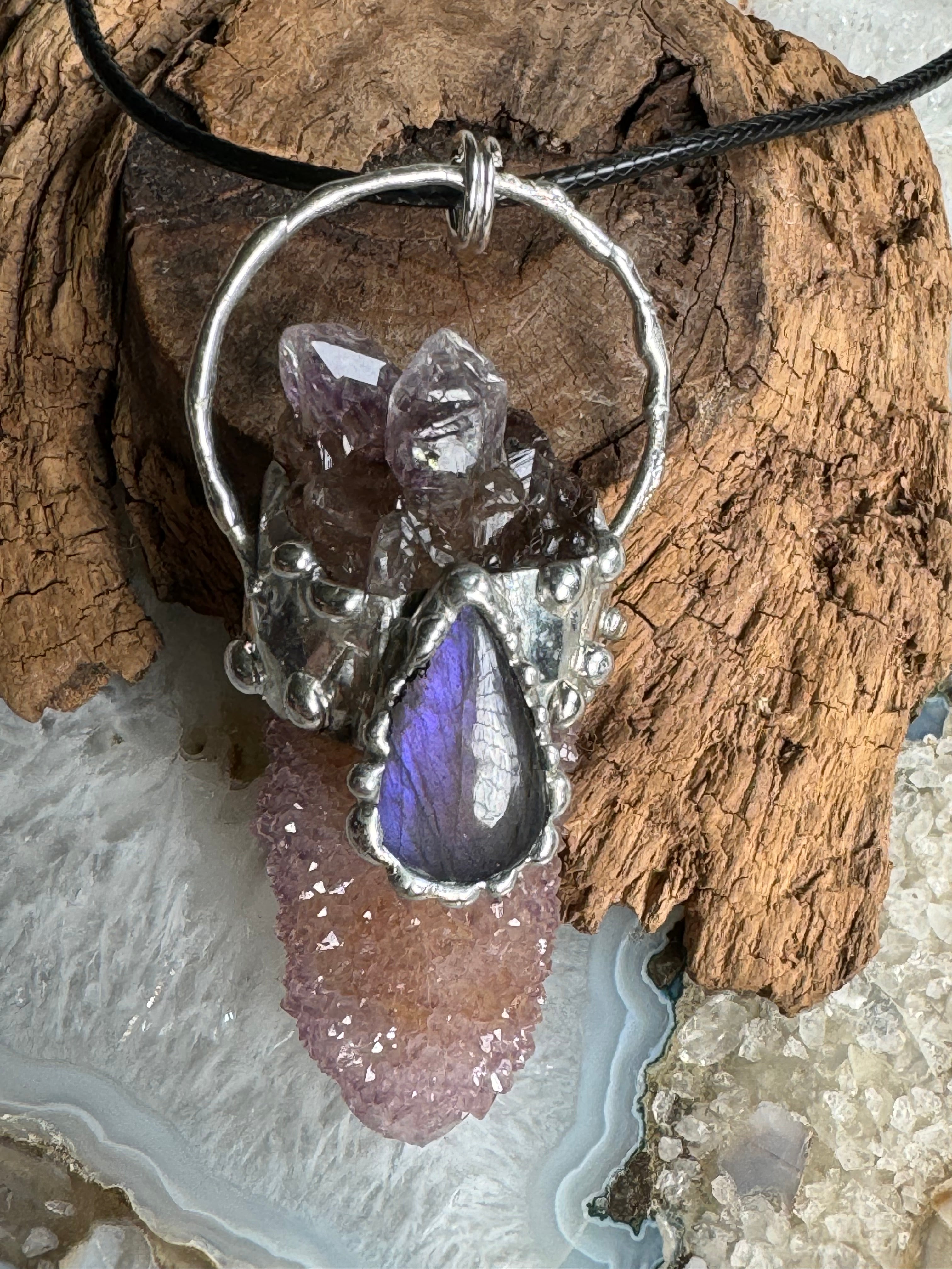 Amethyst Spirit Quartz With Flashy Purple Labradorite