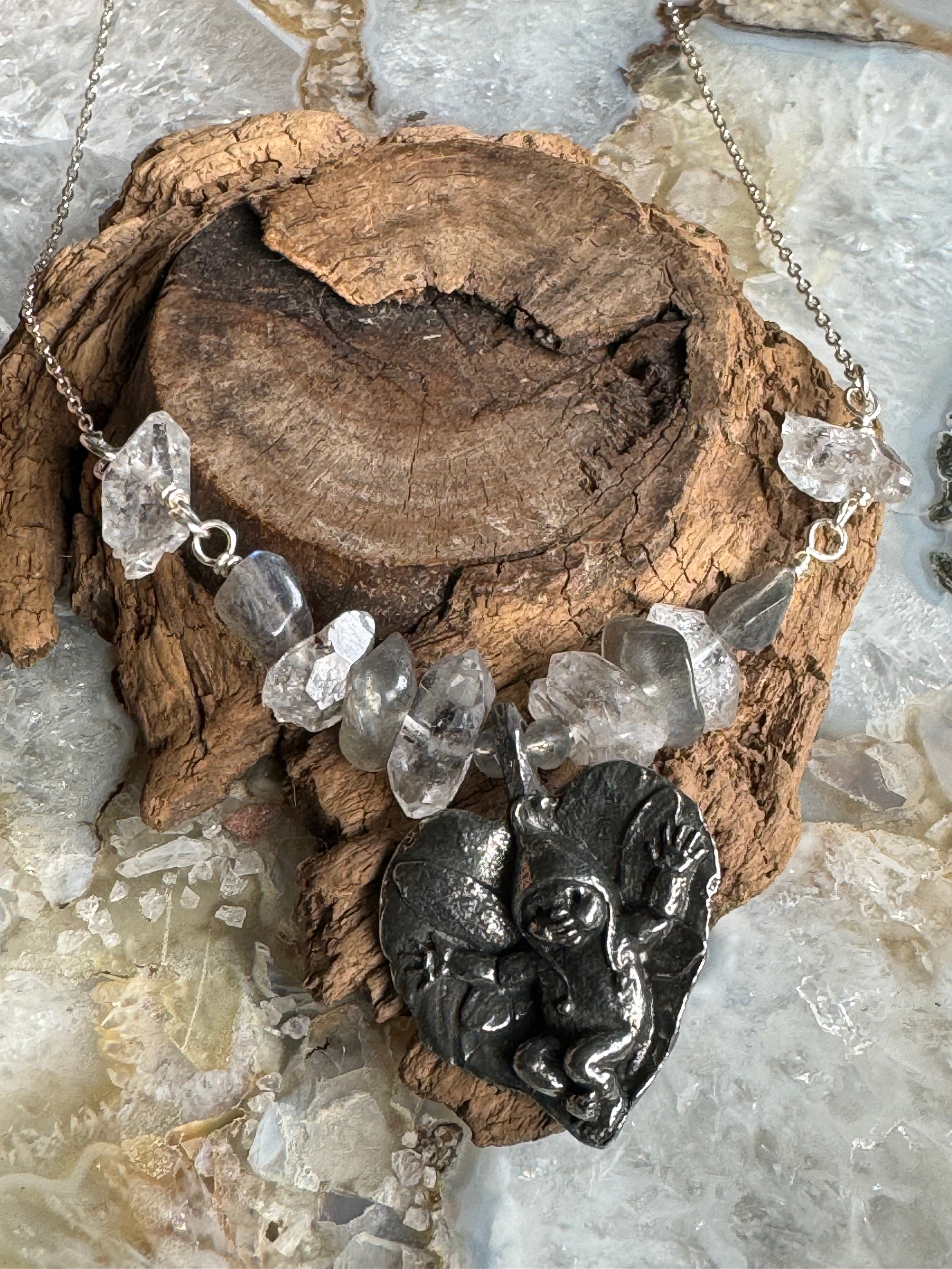 Baby Fairy, Labradorite & Herkimer Diamond Necklace