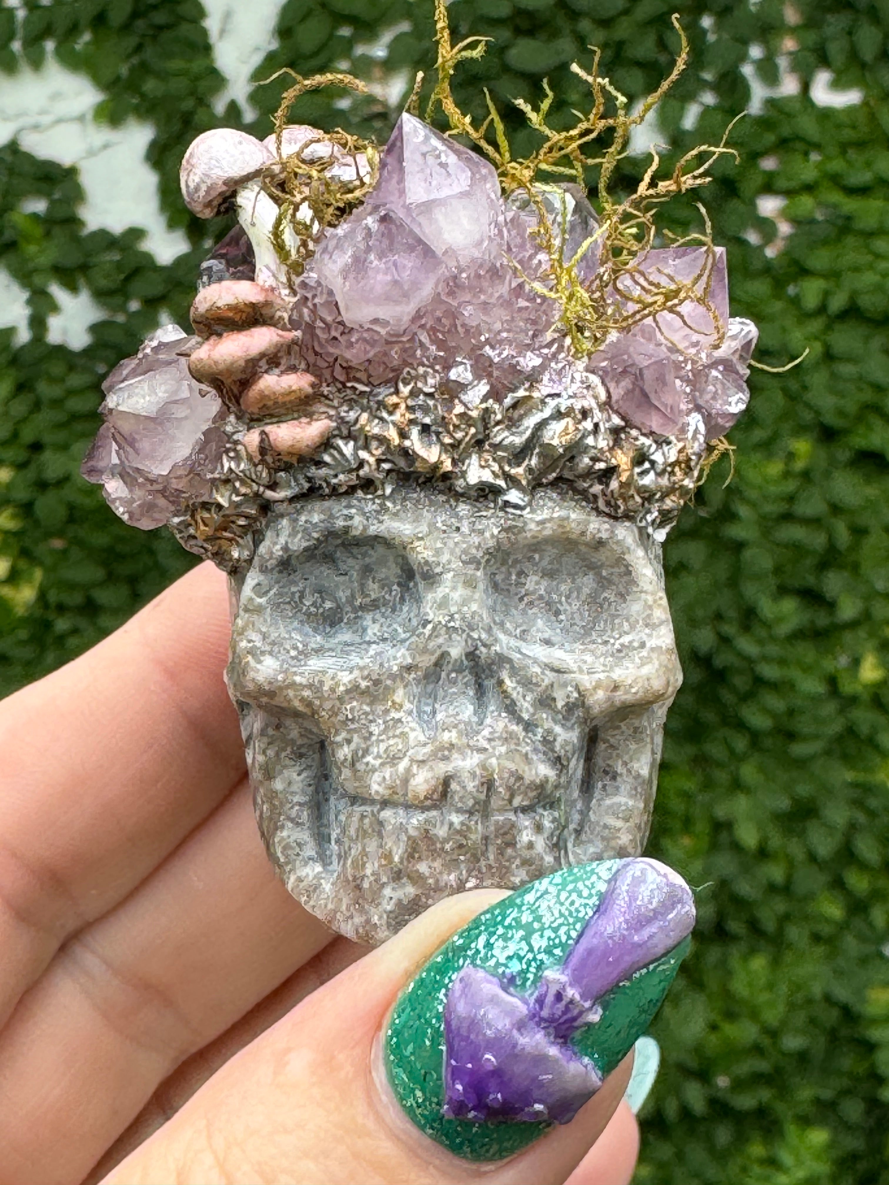 Amethyst Realm Holder | Hand Sculpted Crystal Skull