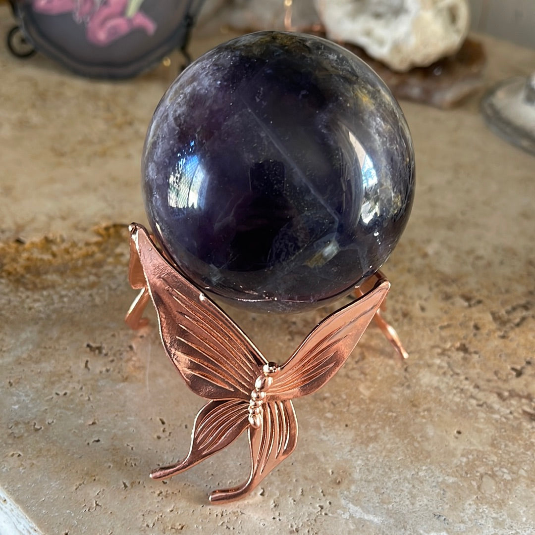 Rose Gold Butterfly Metal Sphere Holder