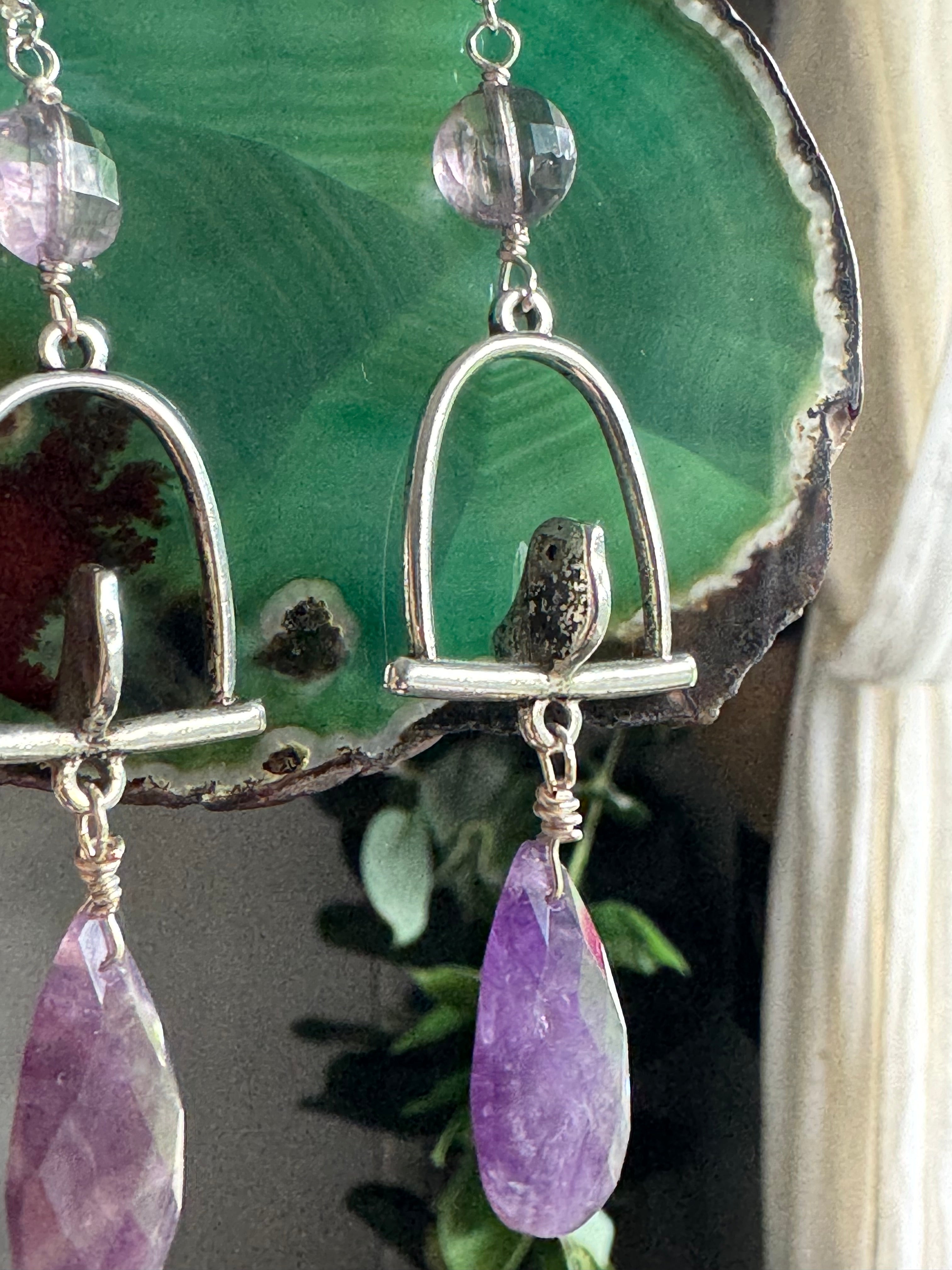 Amethyst Bird Earrings