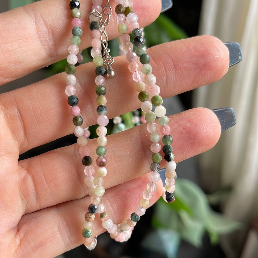 Watermelon Tourmaline Faceted Necklace