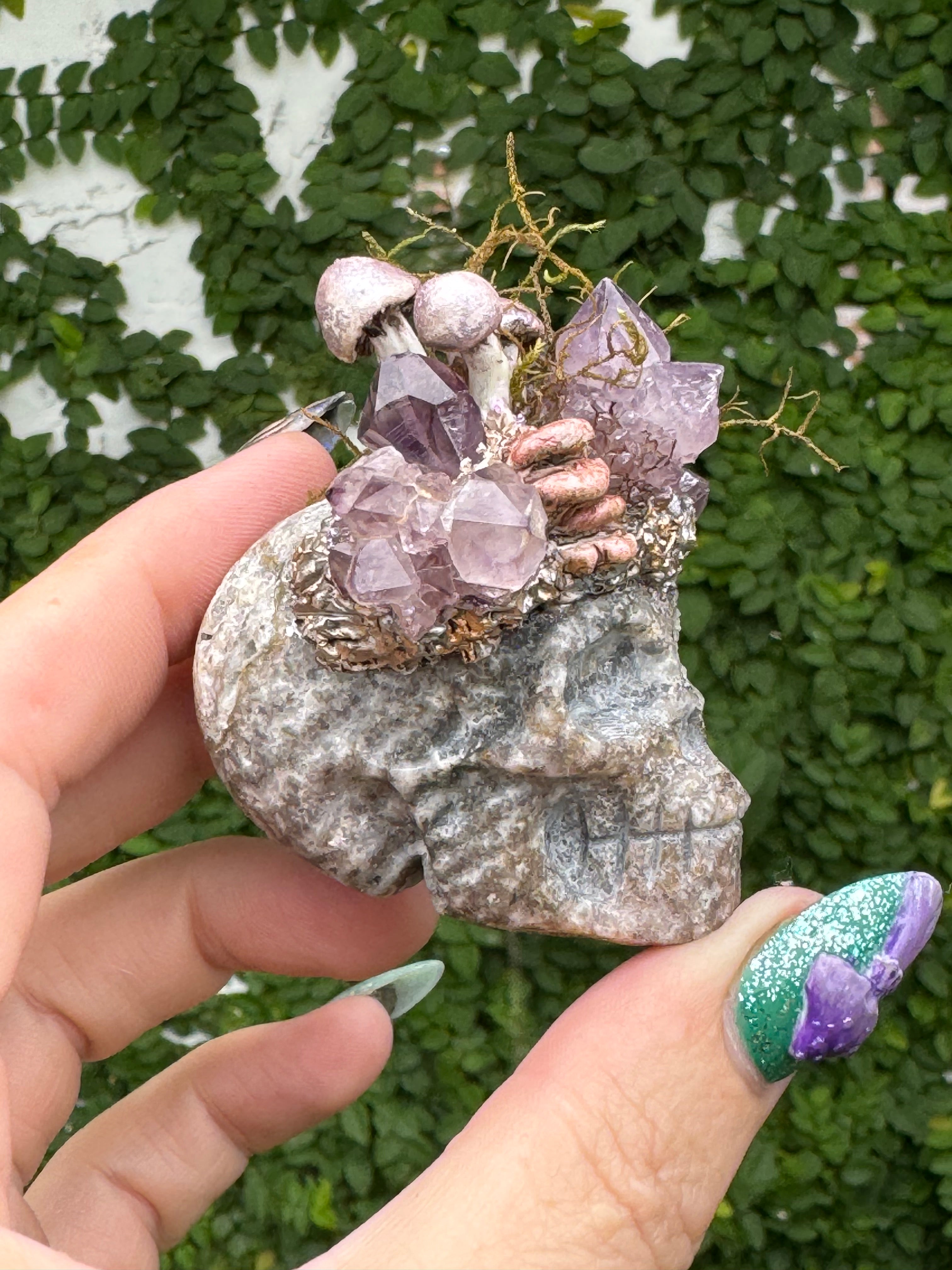 Amethyst Realm Holder | Hand Sculpted Crystal Skull