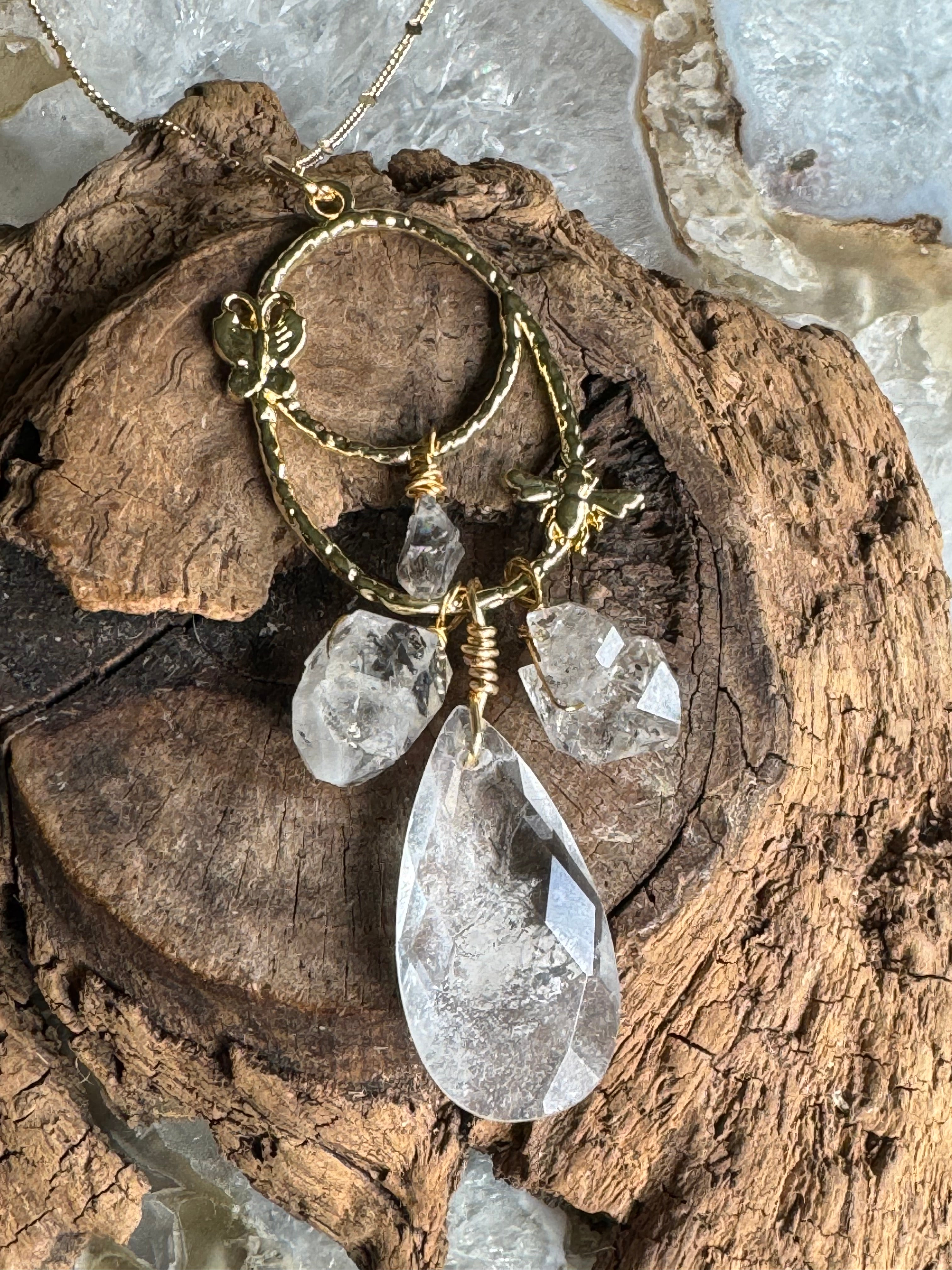 Clear Quartz & Herkimer Diamond Necklace