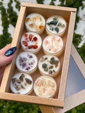 Fruity & Floral Crystal Infused Tea Light Sample Pack | Crystal Collection