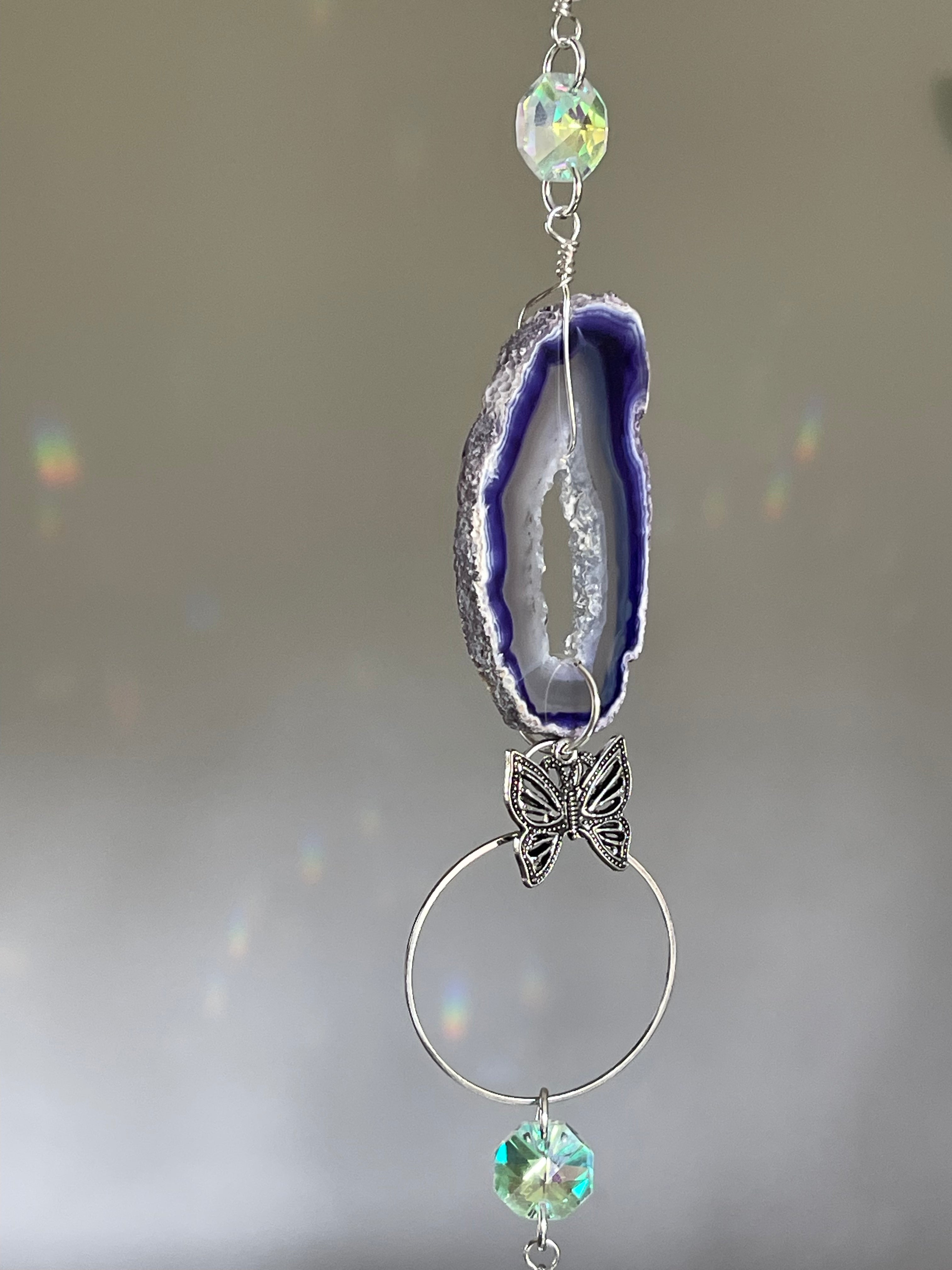 Small Purple Agate Crystal Suncatcher