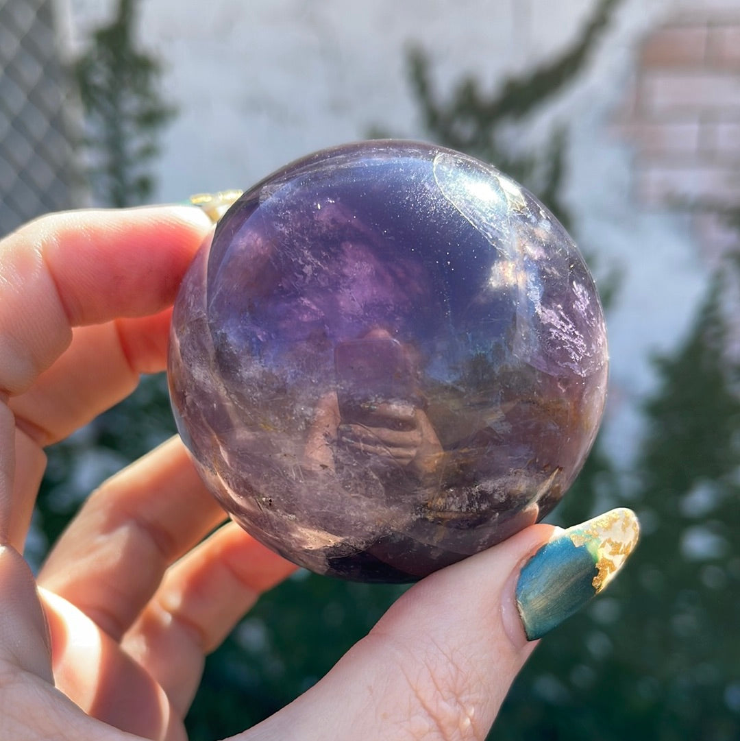 Rare Fluorite Sphere With Pyrite Inclusions