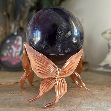 Rose Gold Butterfly Metal Sphere Holder