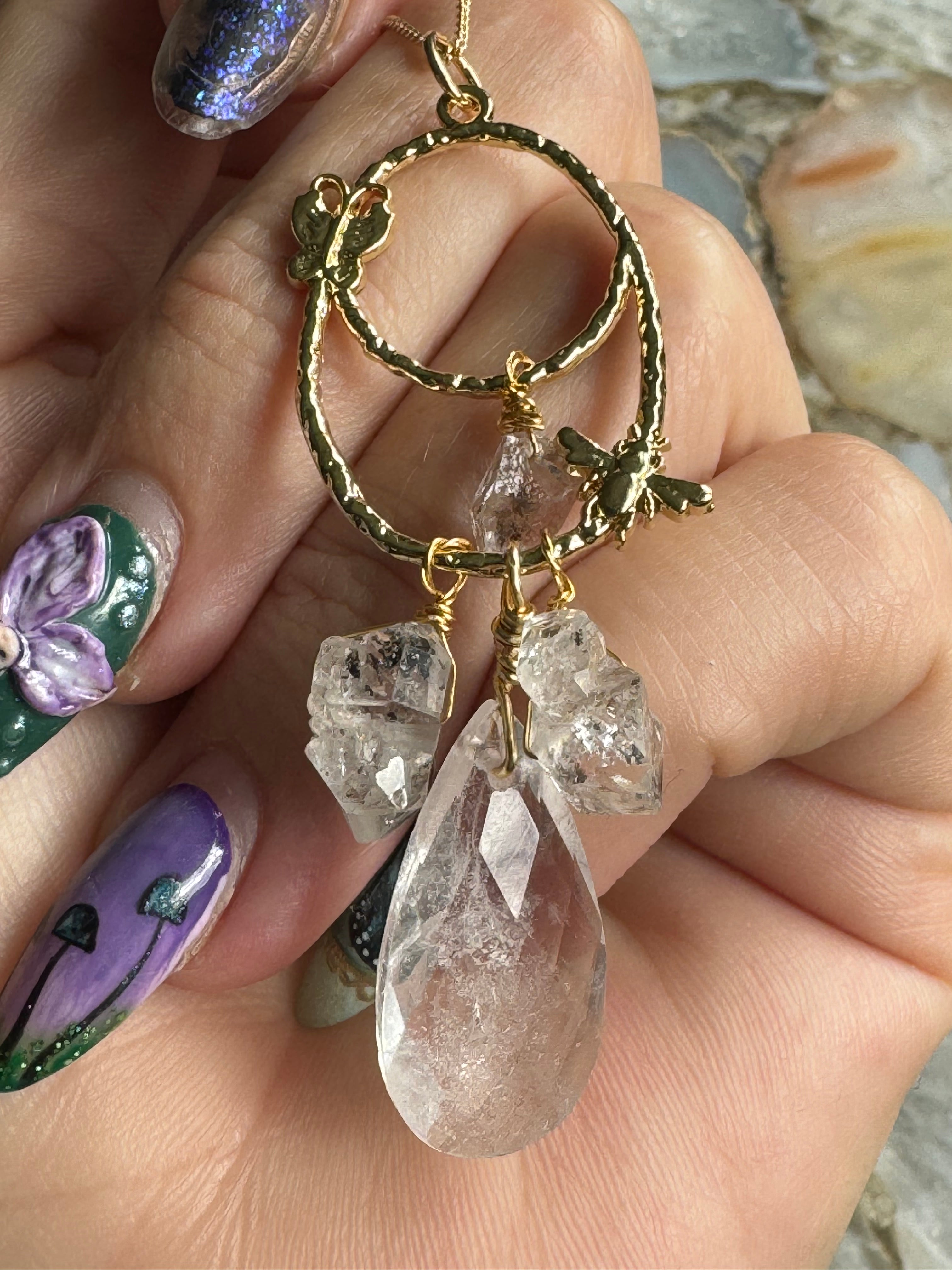 Clear Quartz & Herkimer Diamond Necklace