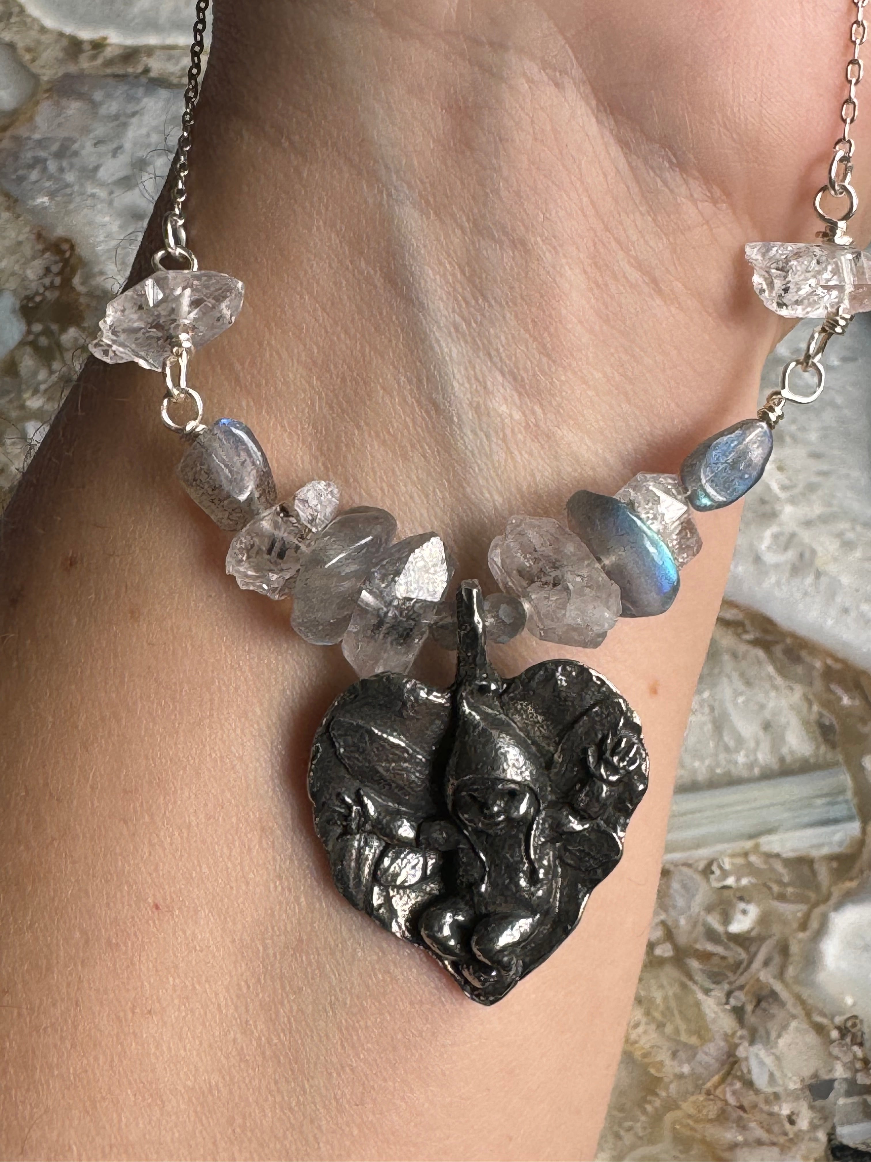 Baby Fairy, Labradorite & Herkimer Diamond Necklace