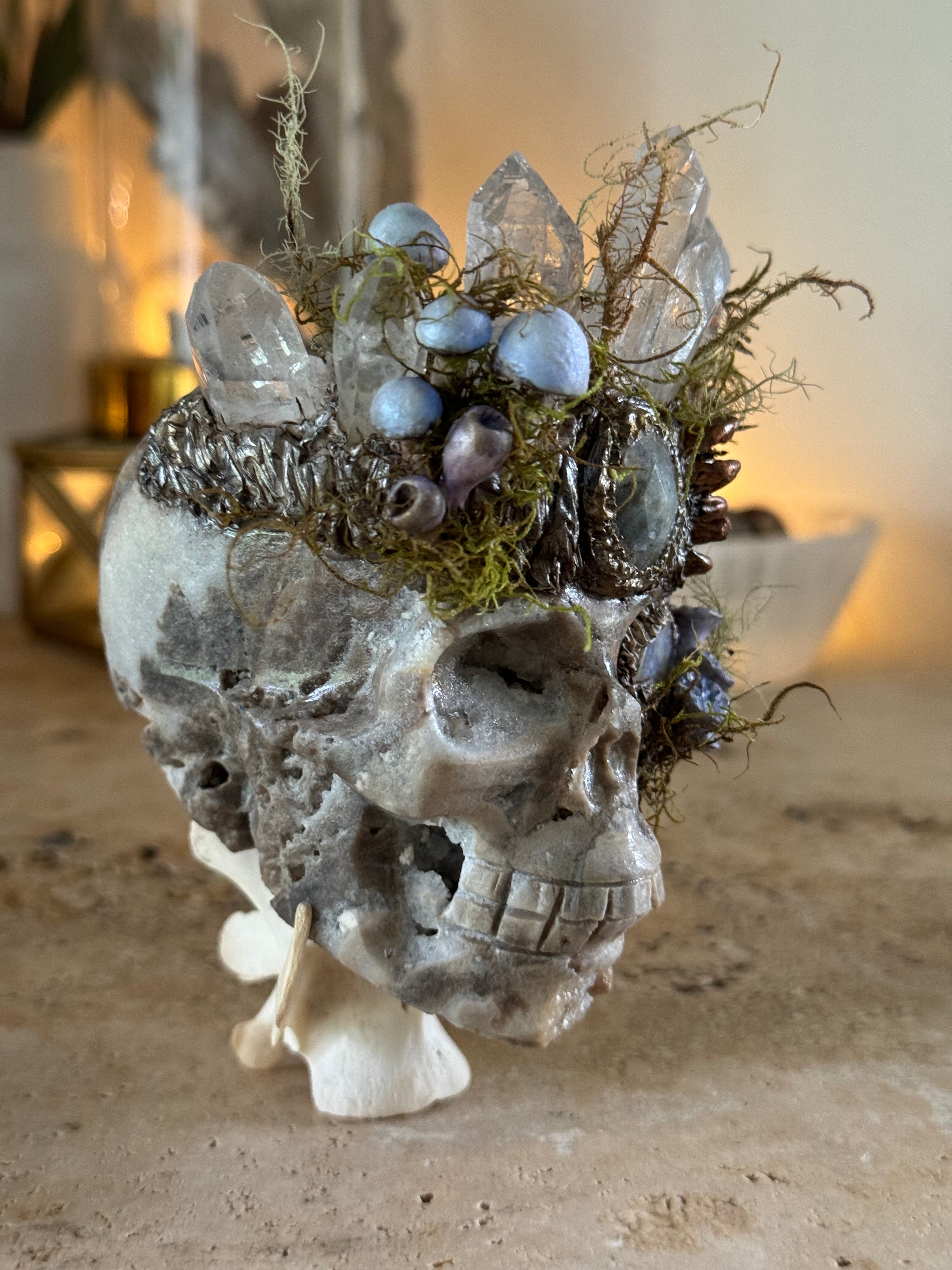 Glowfunga Guardian | Hand sculpted Sphalerite Skull