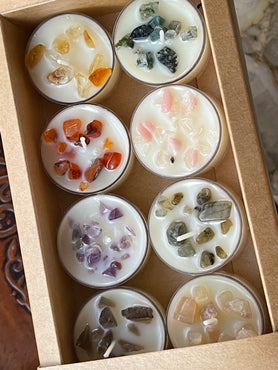 Fruity & Floral Crystal Infused Tea Light Sample Pack | Crystal Collection