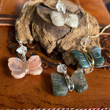 Gemstone Butterfly & Herkimer Diamond 🦋 Necklace
