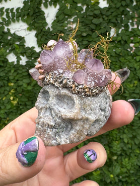 Amethyst Realm Holder | Hand Sculpted Crystal Skull