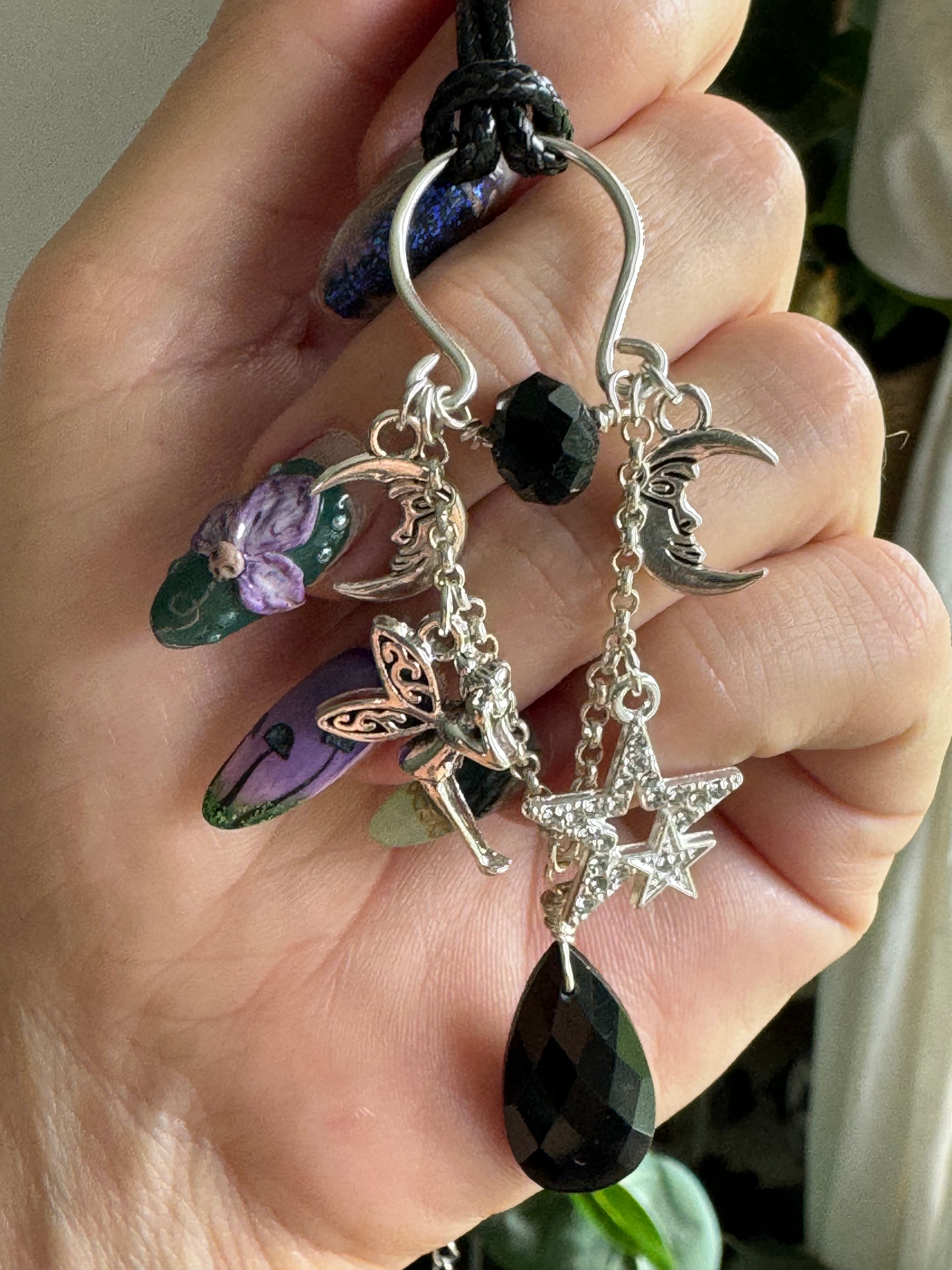 Fairy Charm Necklace | Black Obsidian & Silver