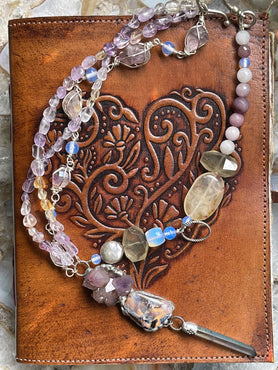 Australian Boulder Opal & Amethyst Statement Necklace