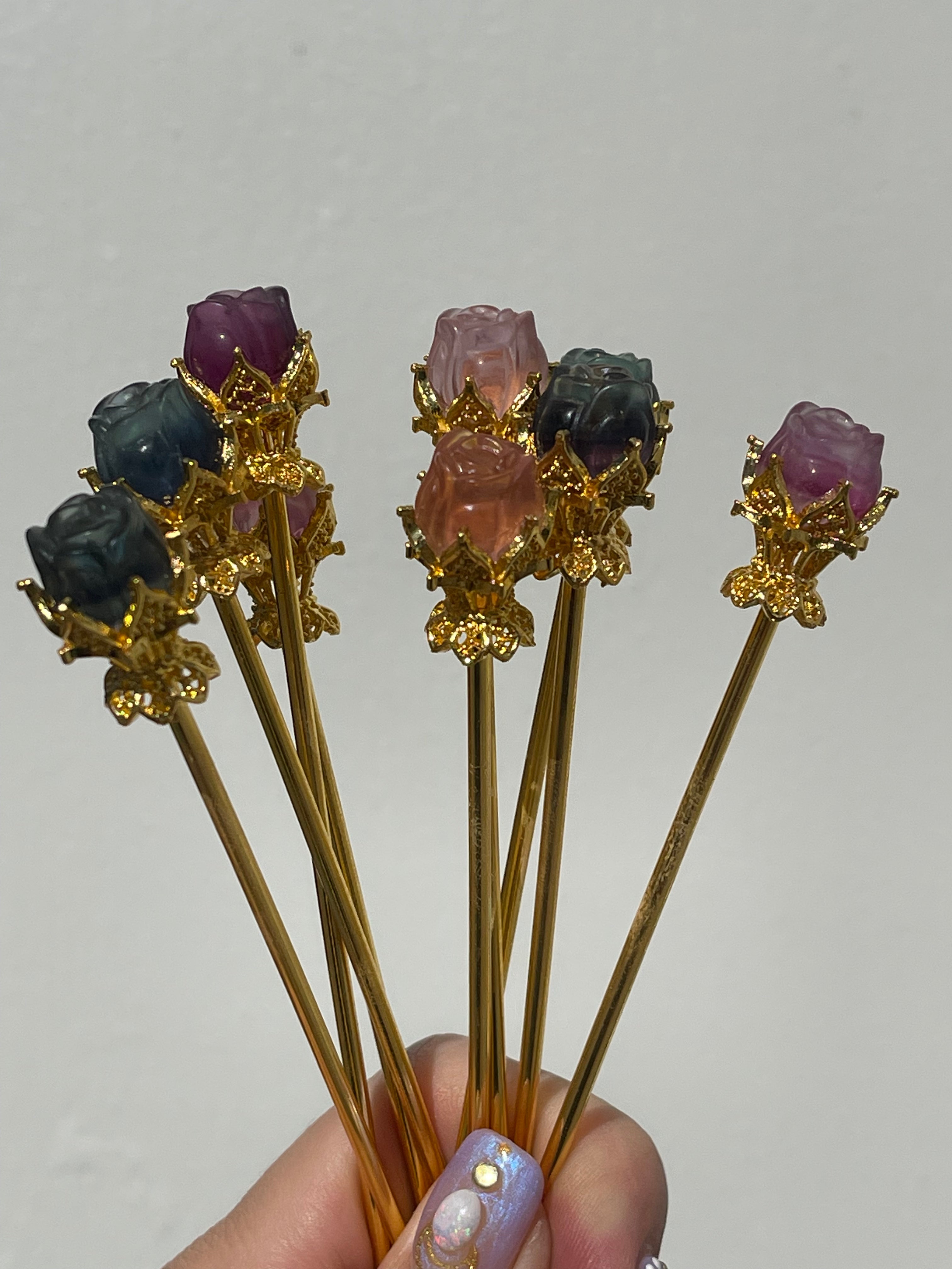 Mini Fluorite Rose | Hairpin | Display Piece