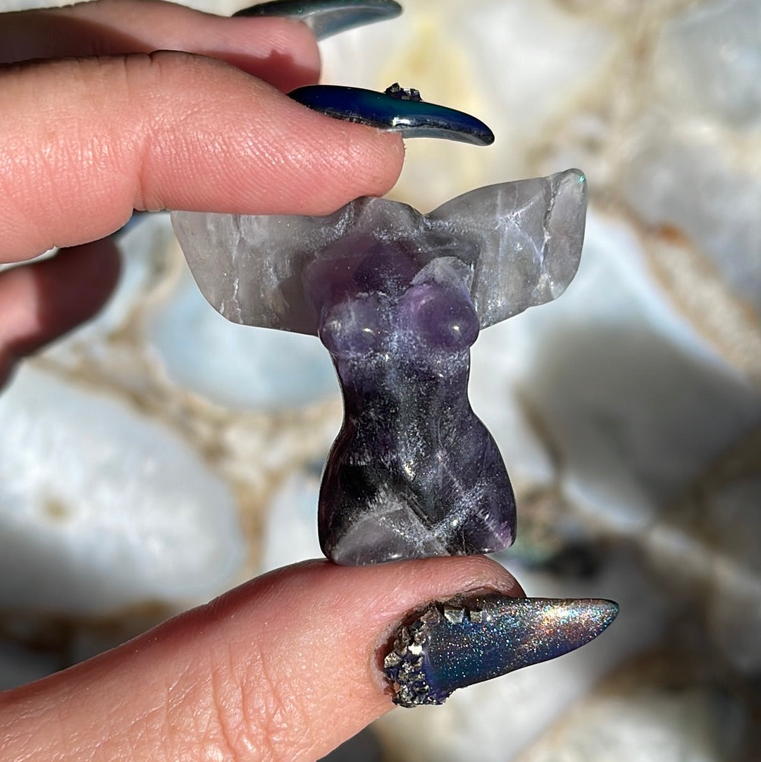 Amethyst Female Torso With Wings Carving