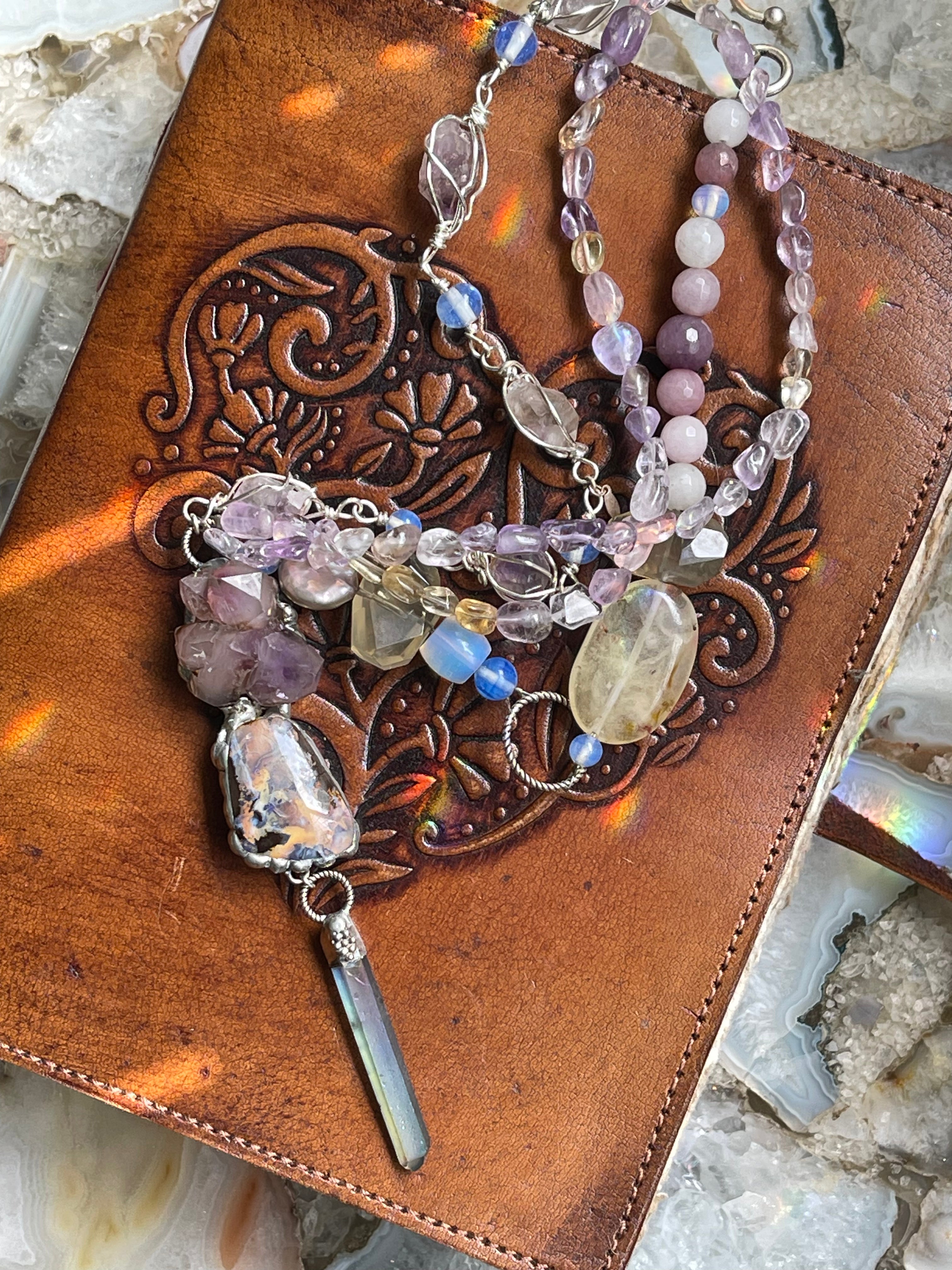 Opal and amethyst online necklace