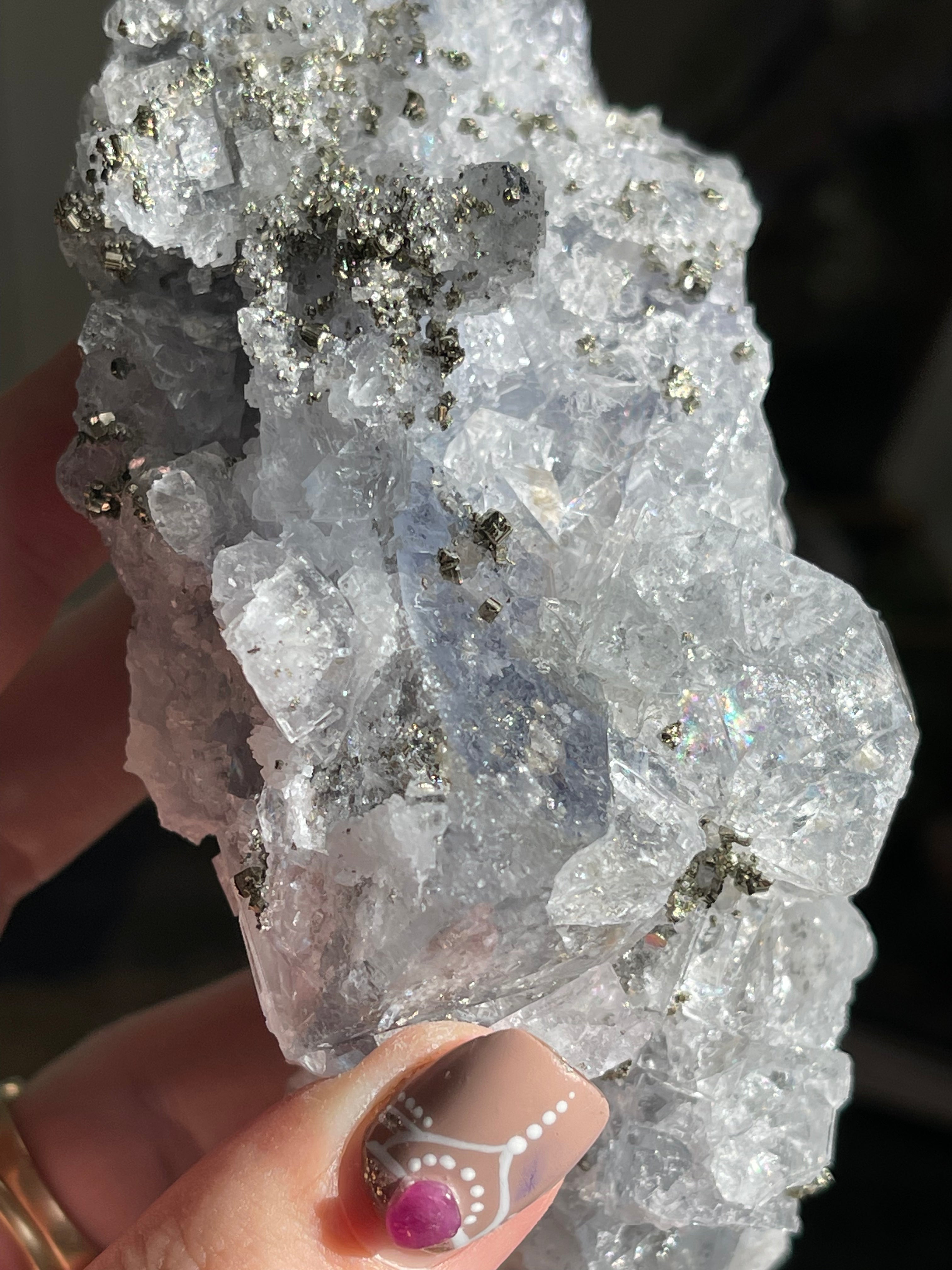 Large Collectors Rare Blue Fluorite With Pyrite Cluster