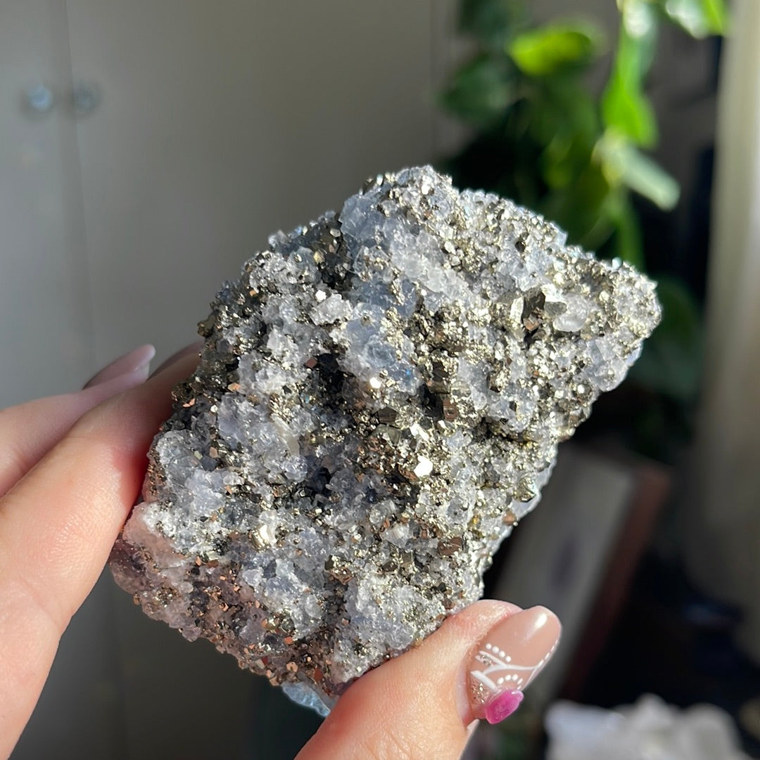Collectors Rare Blue Fluorite With Pyrite Cluster
