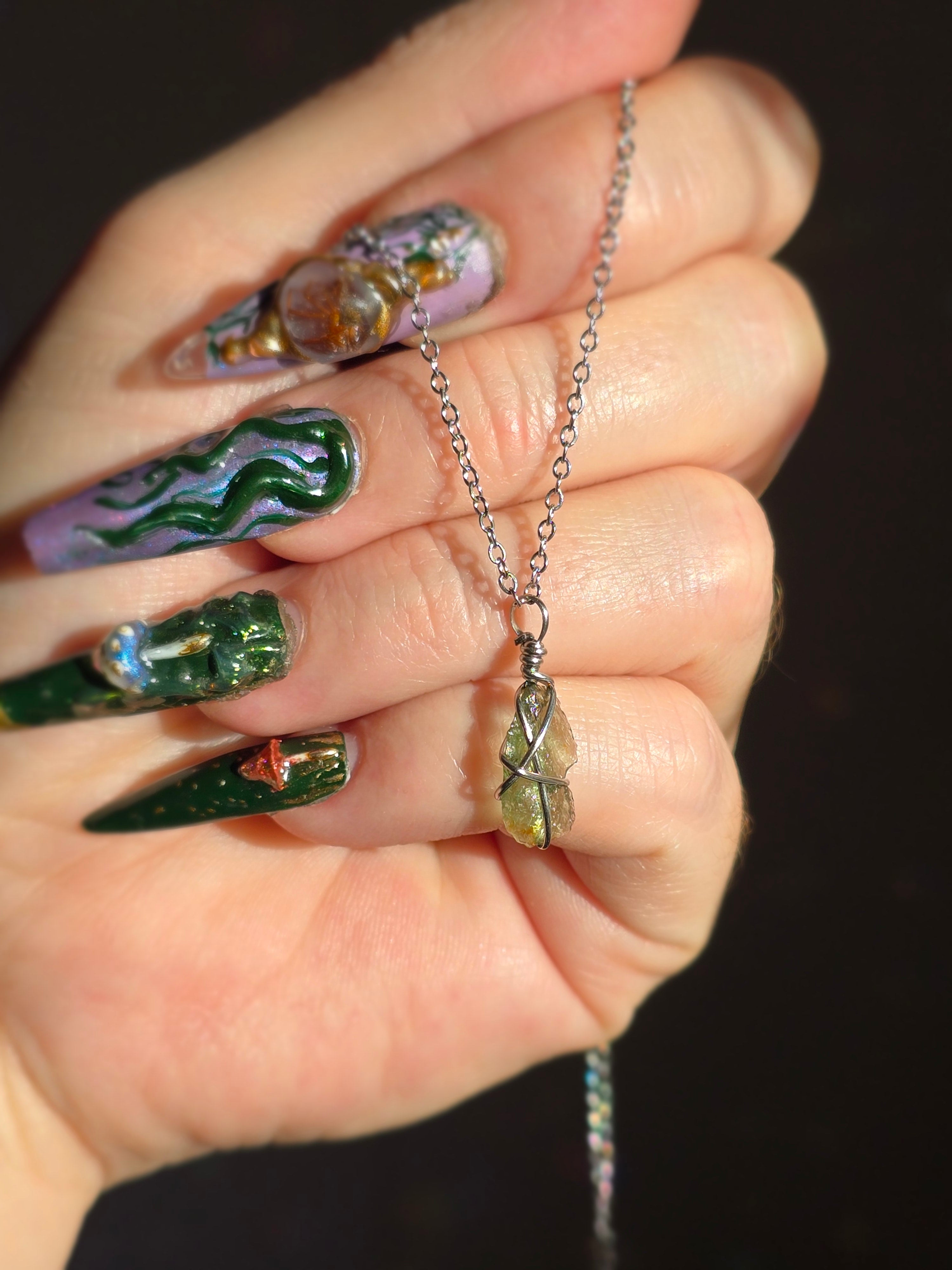 Moldavite Necklace | Stainless Steel