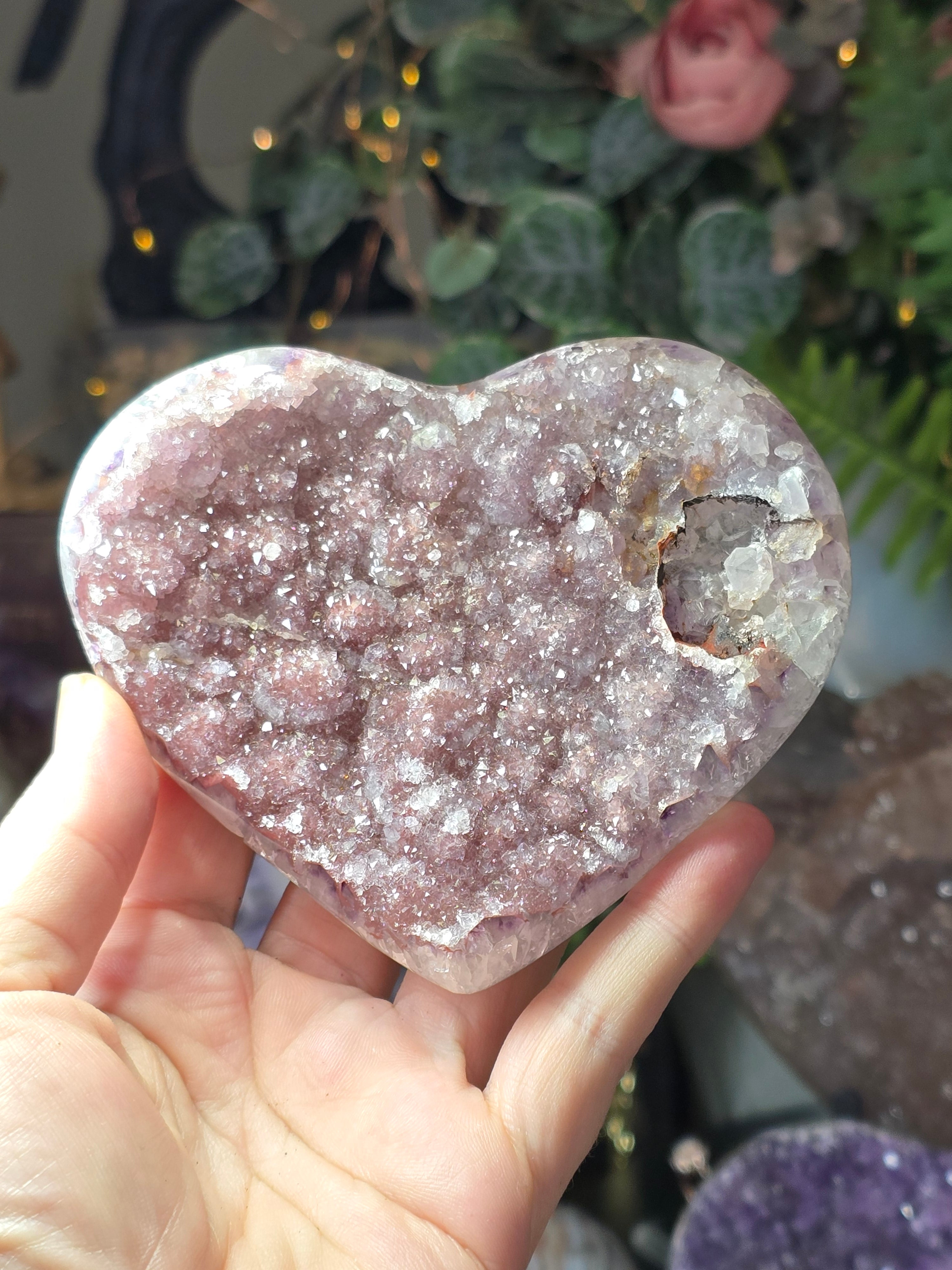 Rainbow Amethyst Heart Carving