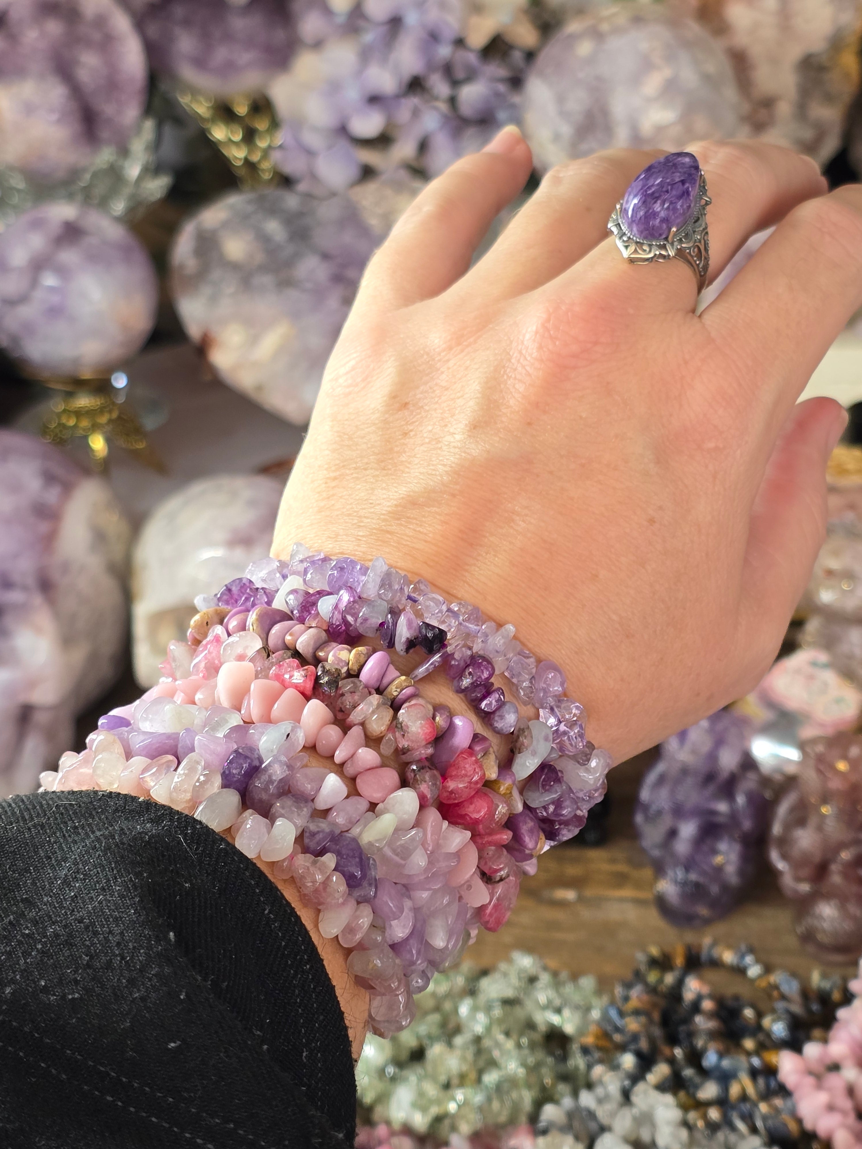 Rare Semi-Precious Chip Bracelets
