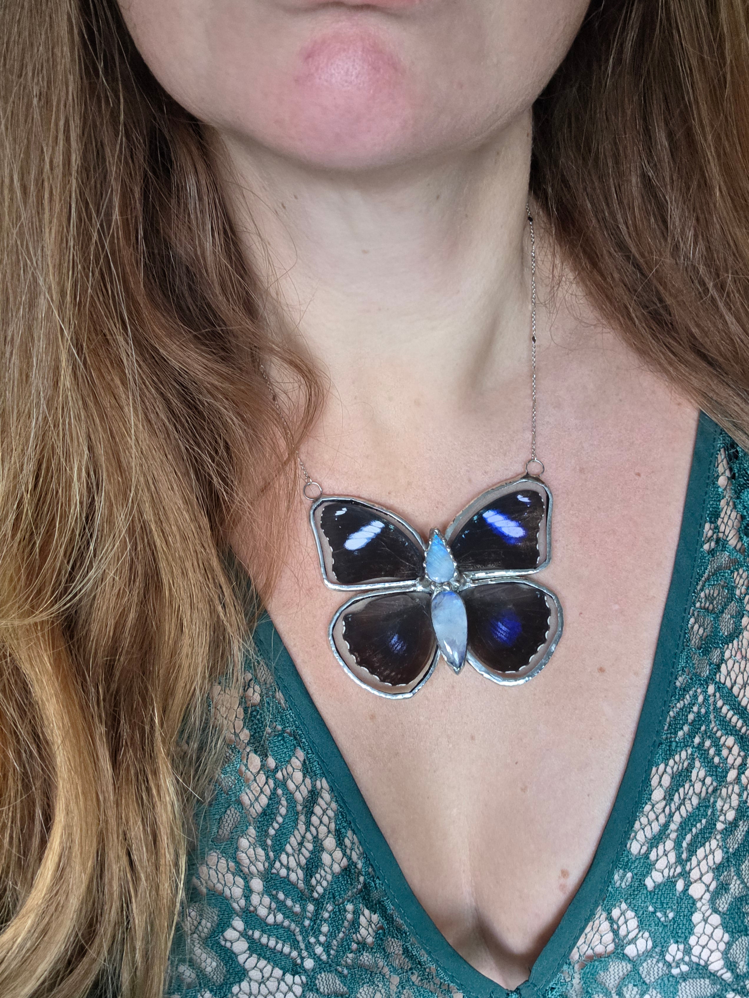 Moonstone Butterfly Necklace