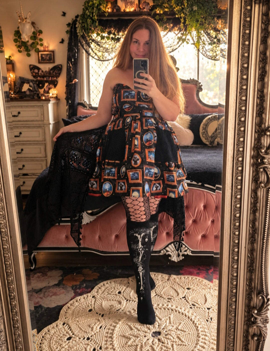 The Curious Cat Gallery – One-of-a-Kind Gothic Sweetheart Dress 🖤