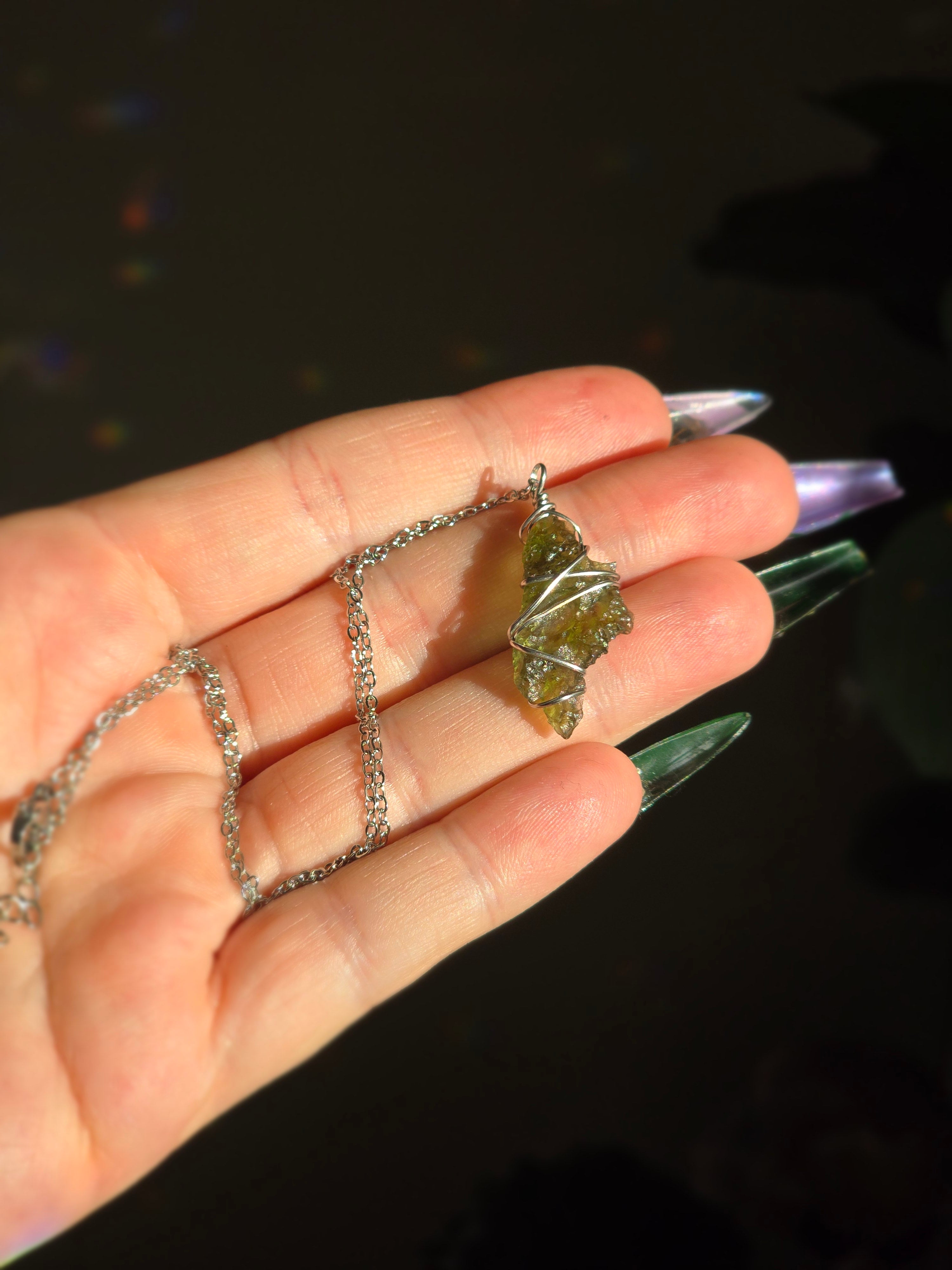 Moldavite Necklace | Stainless Steel