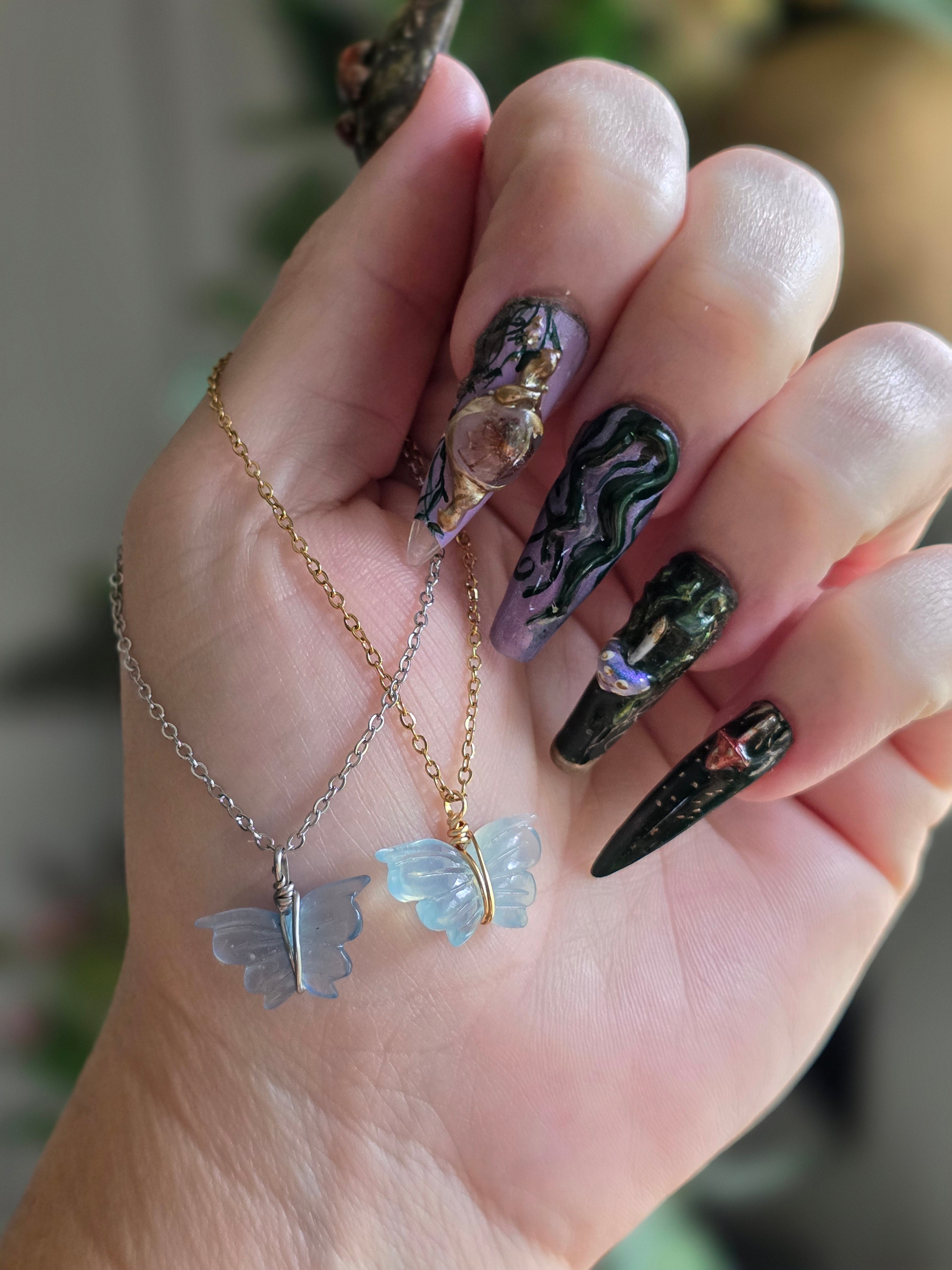 Aquamarine Butterfly 🦋 Necklace