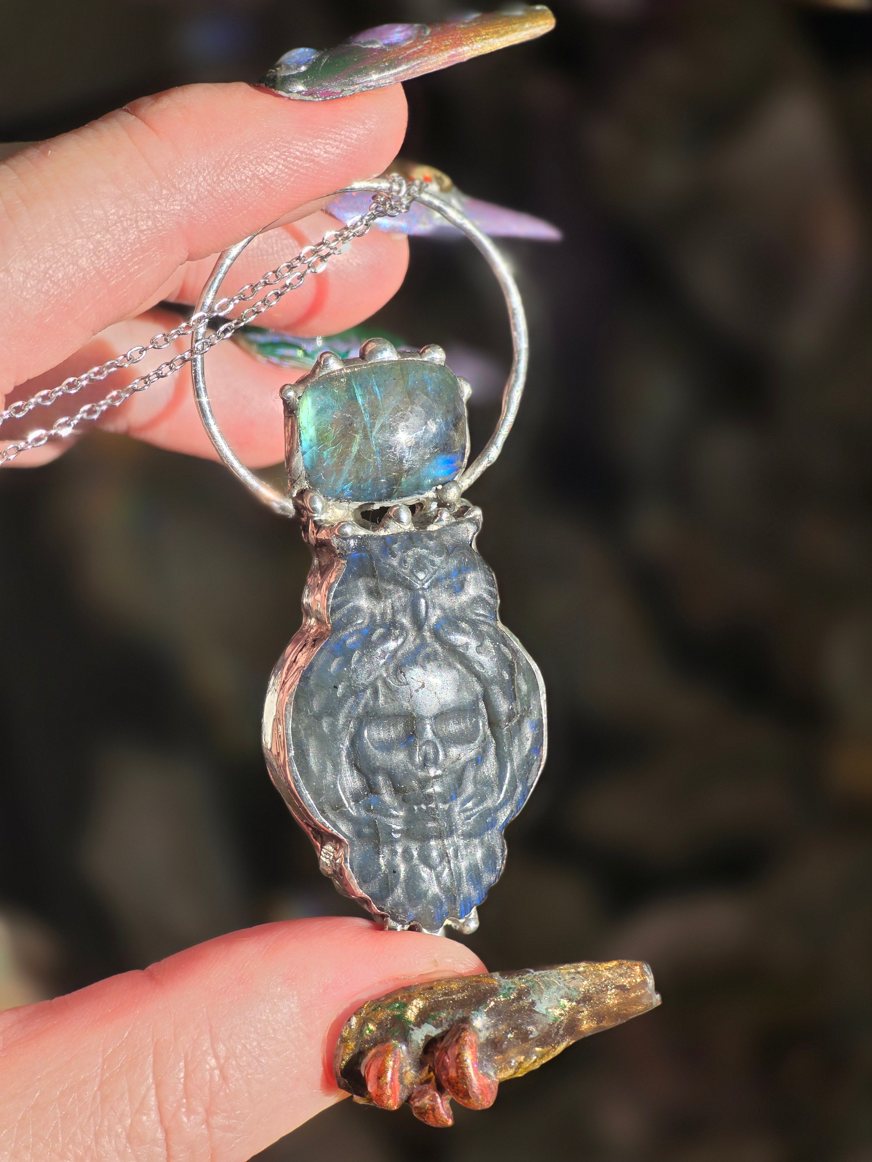 The Moonlit Familiar – Labradorite Owl Necklace