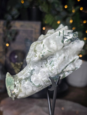Moss Agate Dragon Head #2