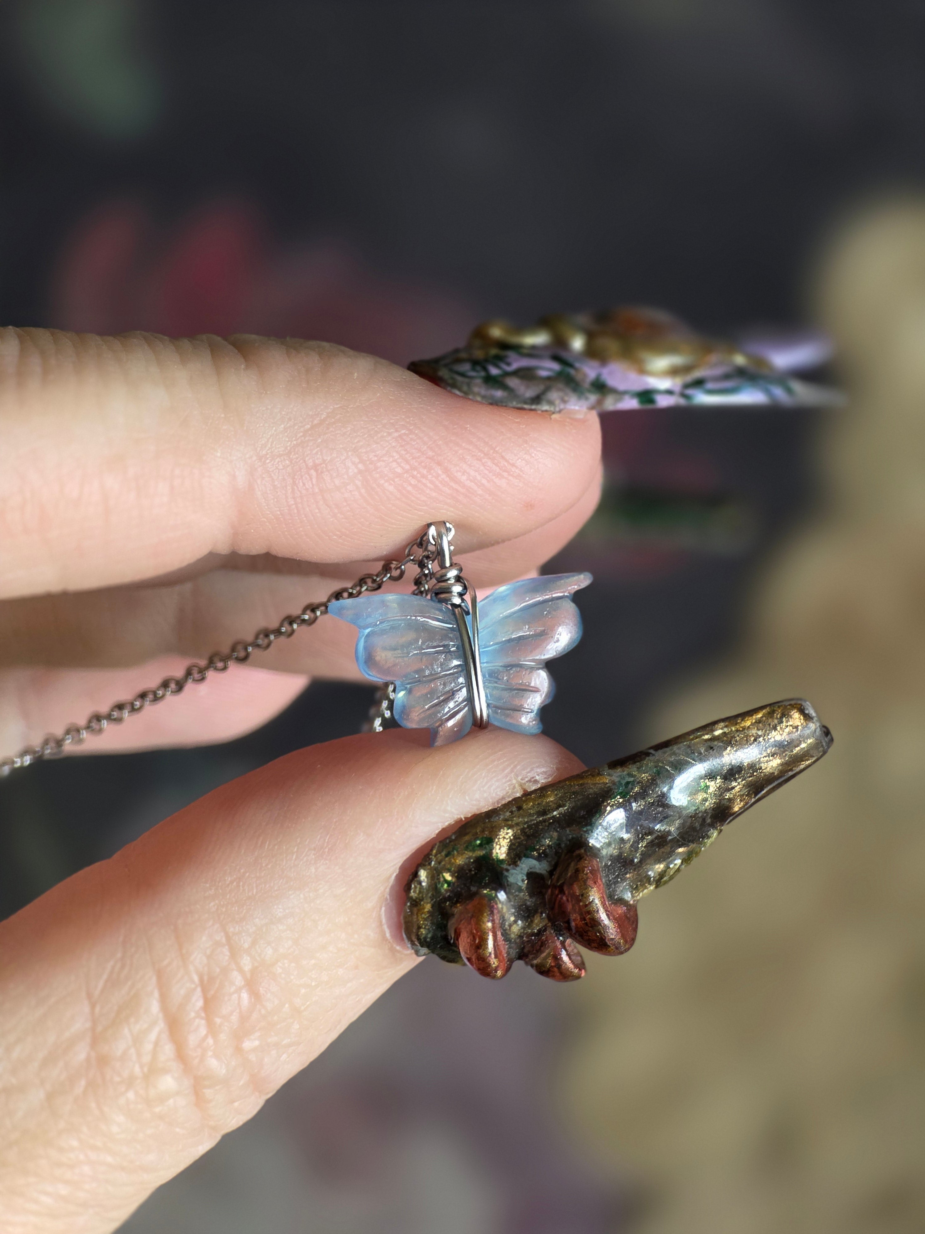 Aquamarine Butterfly 🦋 Necklace