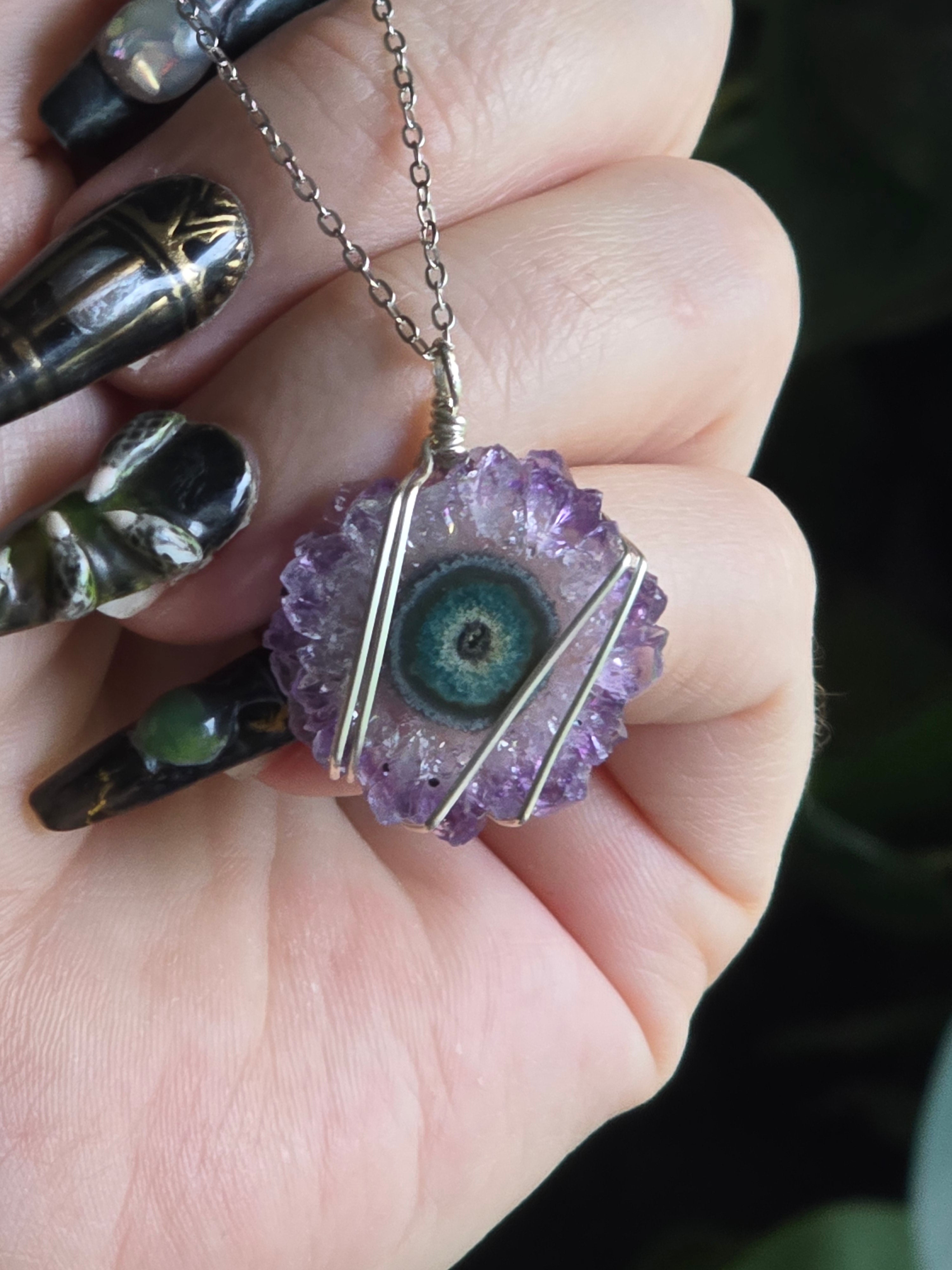 Sterling Silver A Grade Amethyst Stalactite Necklace