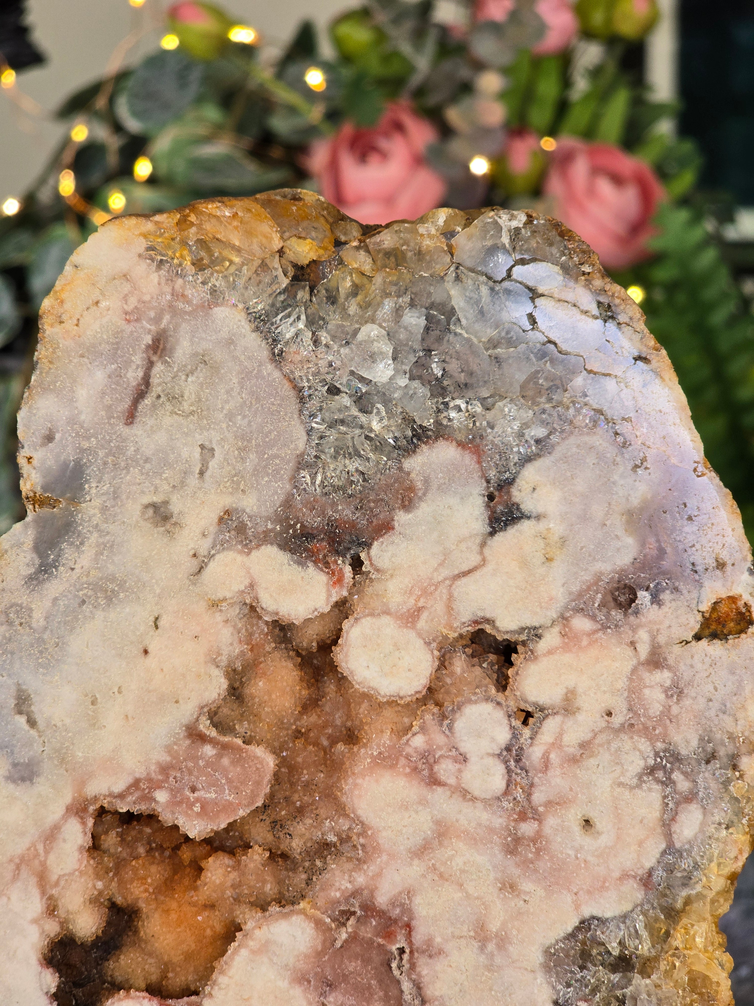 Pink Amethyst Slab On Stand | Brazilian