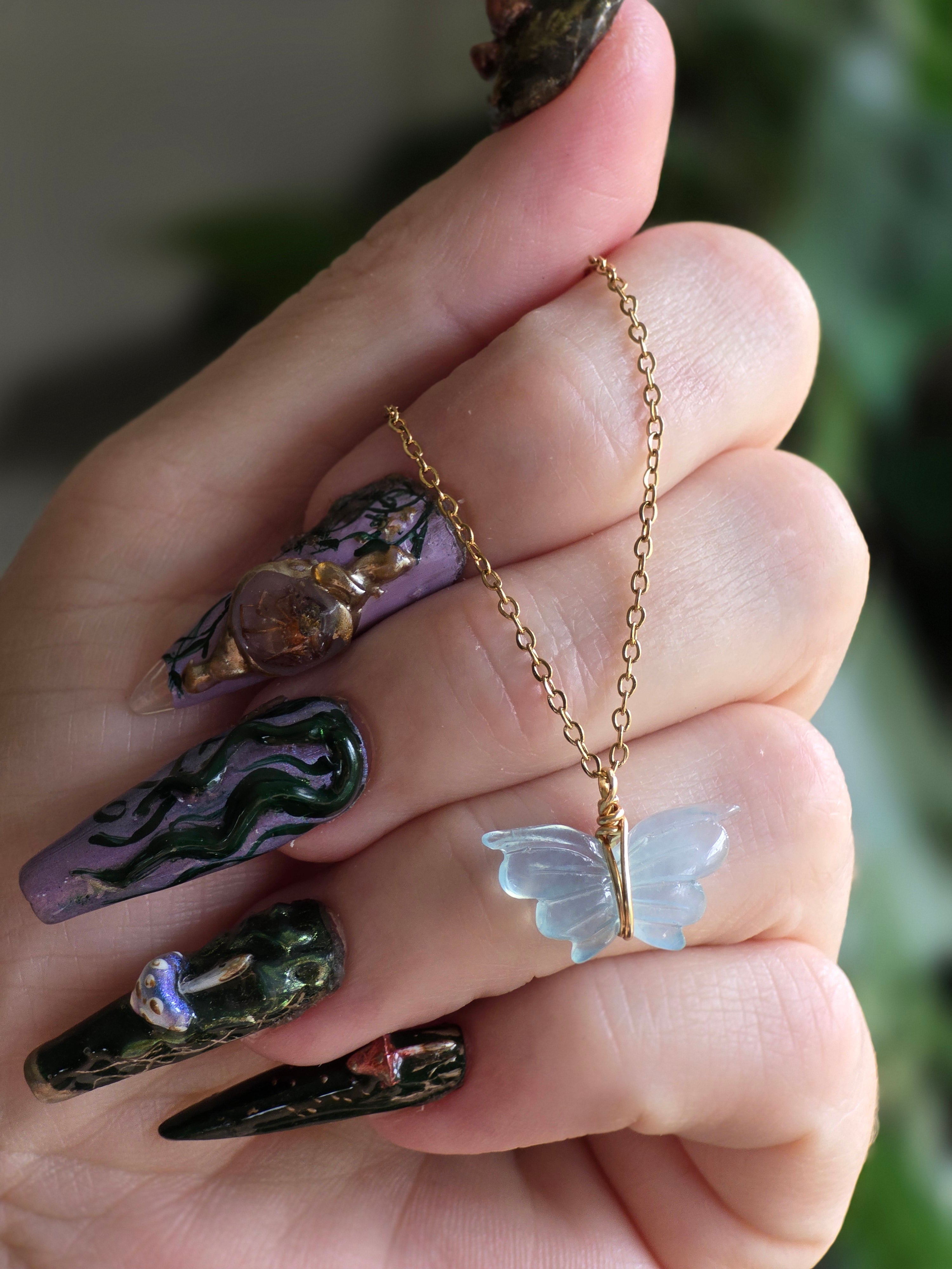 Aquamarine Butterfly 🦋 Necklace