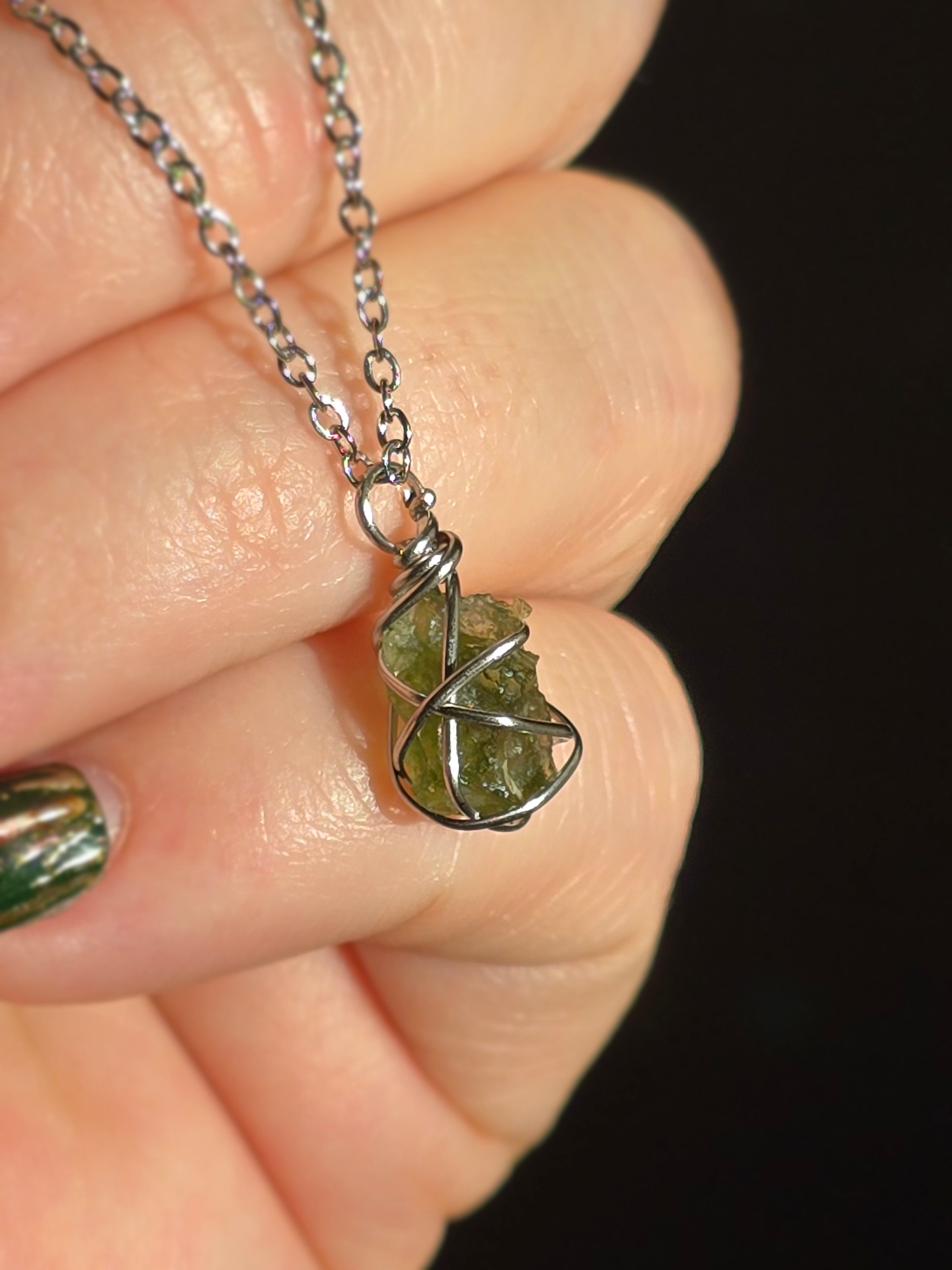 Moldavite Necklace | Stainless Steel